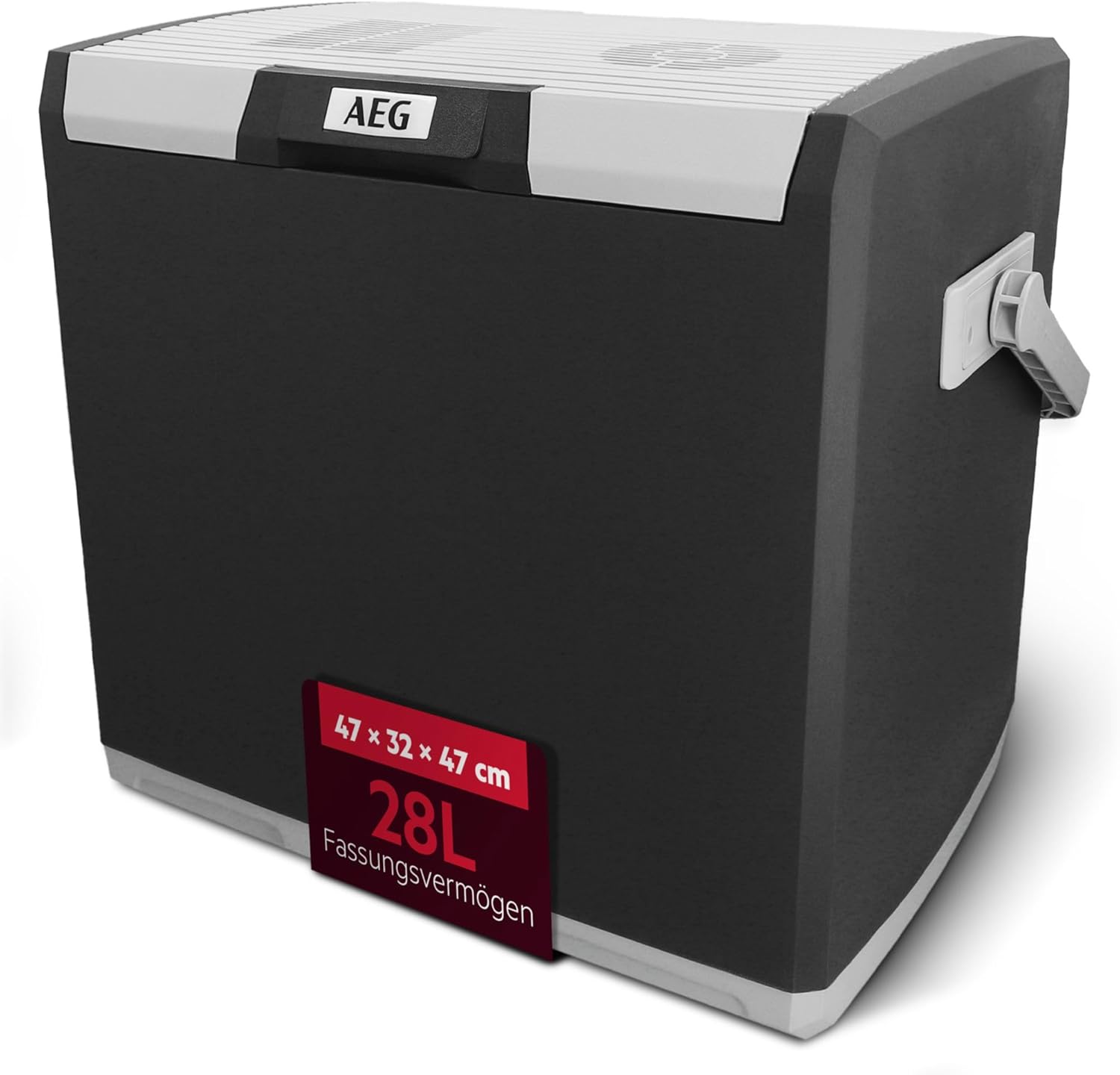 AEG Thermoelektrische Kühlbox KK 28, kühlt bis 20 °C unter Umgebungstemparatur, 28 Liter Fassungsvermögen, 12V/230V, Tragegriff & Kabelfach, leicht zu reinigen, für Auto, Reisen & Camping