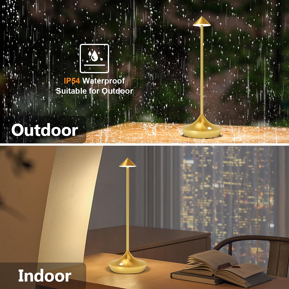 LED-Batterie Tischlampe Drahtloses , modernem Aluminium Dimmable Wireless Tischlampe 6000 mAh, wasserdicht, Tischlampen wiederaufladbar für Innen-Aussentisch Tisch Restaurant