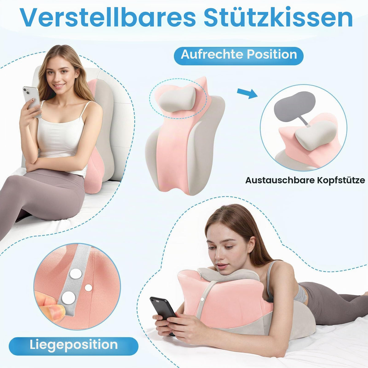 Keilkissen, Lesekissen Entspannungskissen für Bett, Sofa und Boden
