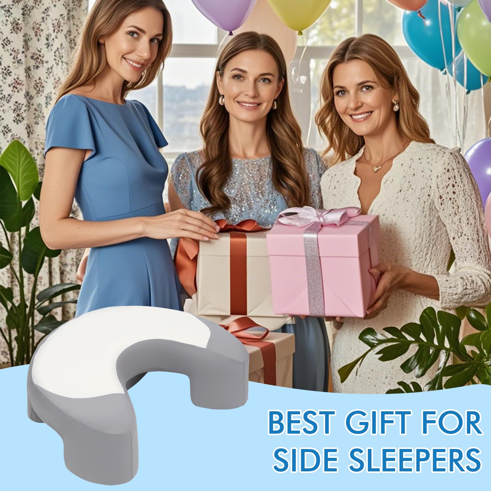 Seitenschläferkissen mit Armloch & Seidigem Kühlbezug, Ergonomisches Memory Foam Nackenkissen für Druckentlastung, Orthopädisches Kopfkissen mit Eisseide-Gewebe für Schulter & Arm