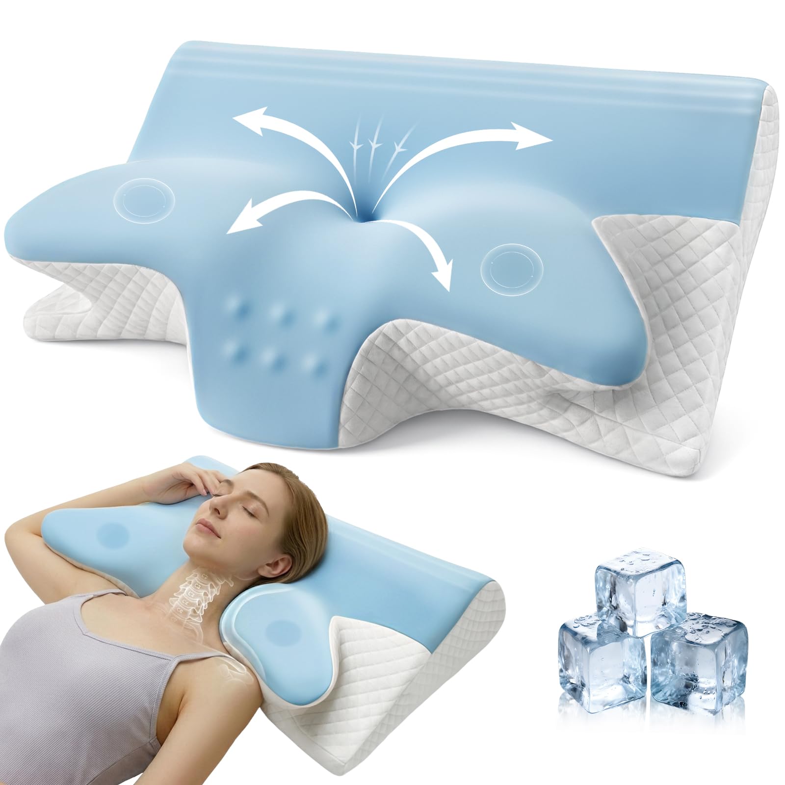 Ergonomisches Nackenstützkissen, 2 in 1 Kopfkissen aus Memory-Schaum