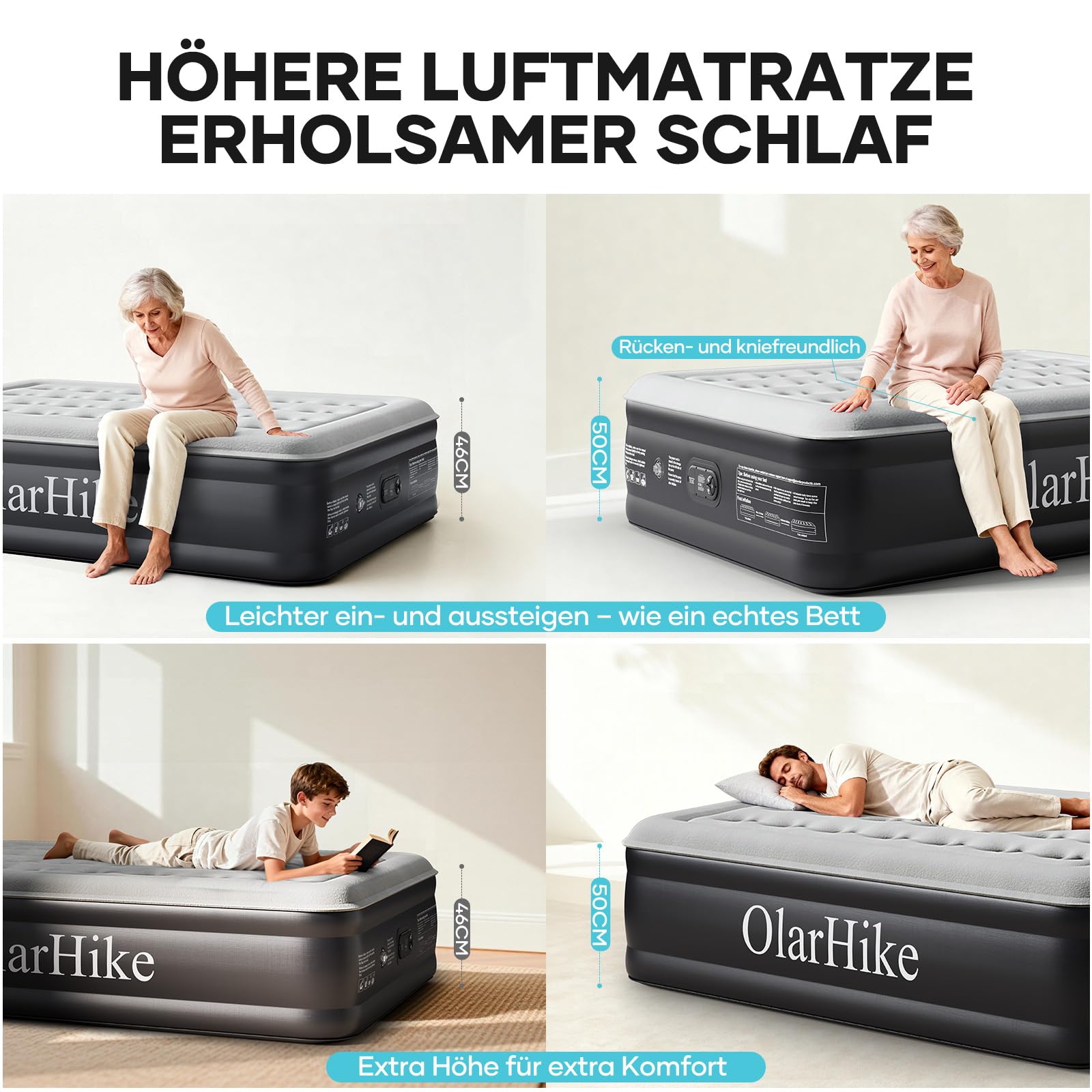Luftmatratze Selbstaufblasend, Luftbett, Gästebett, aufblasbare Matratzensofa, Luftbett 2 Personen, Selbstaufblasende Luftmatratze für Camping oder Heimgebrauch