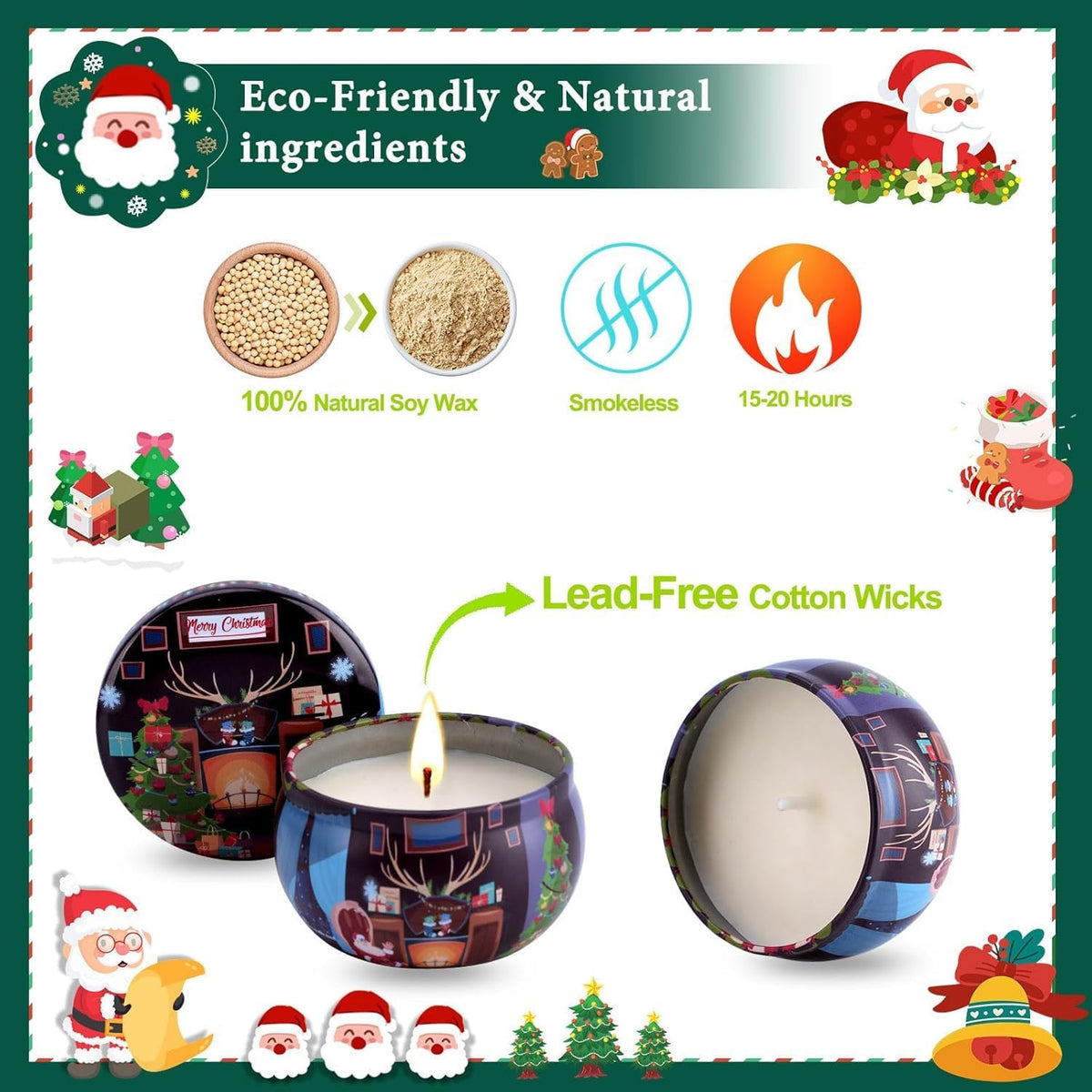 Duftkerze Geschenkset Weihnachten, 12 Pack Weihnachtskerzen Weihnachtsgeschenke Set, Natürliche Sojawachs Aromatherapie Kerzen Geschenkset für Frauen, für Weihnachten, Jubiläum