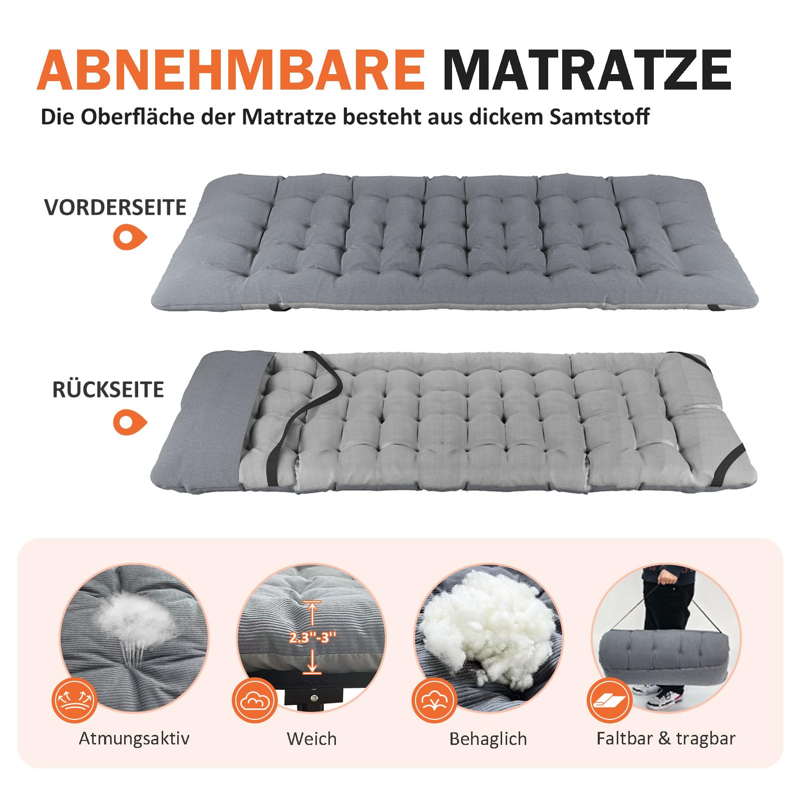 Camping Bett - Feldbett - Gästebett bis 200 kg mit Seitentasche, Portable Camping Lounge, Outdoor, Garten, Reisen, Camping, Indoor