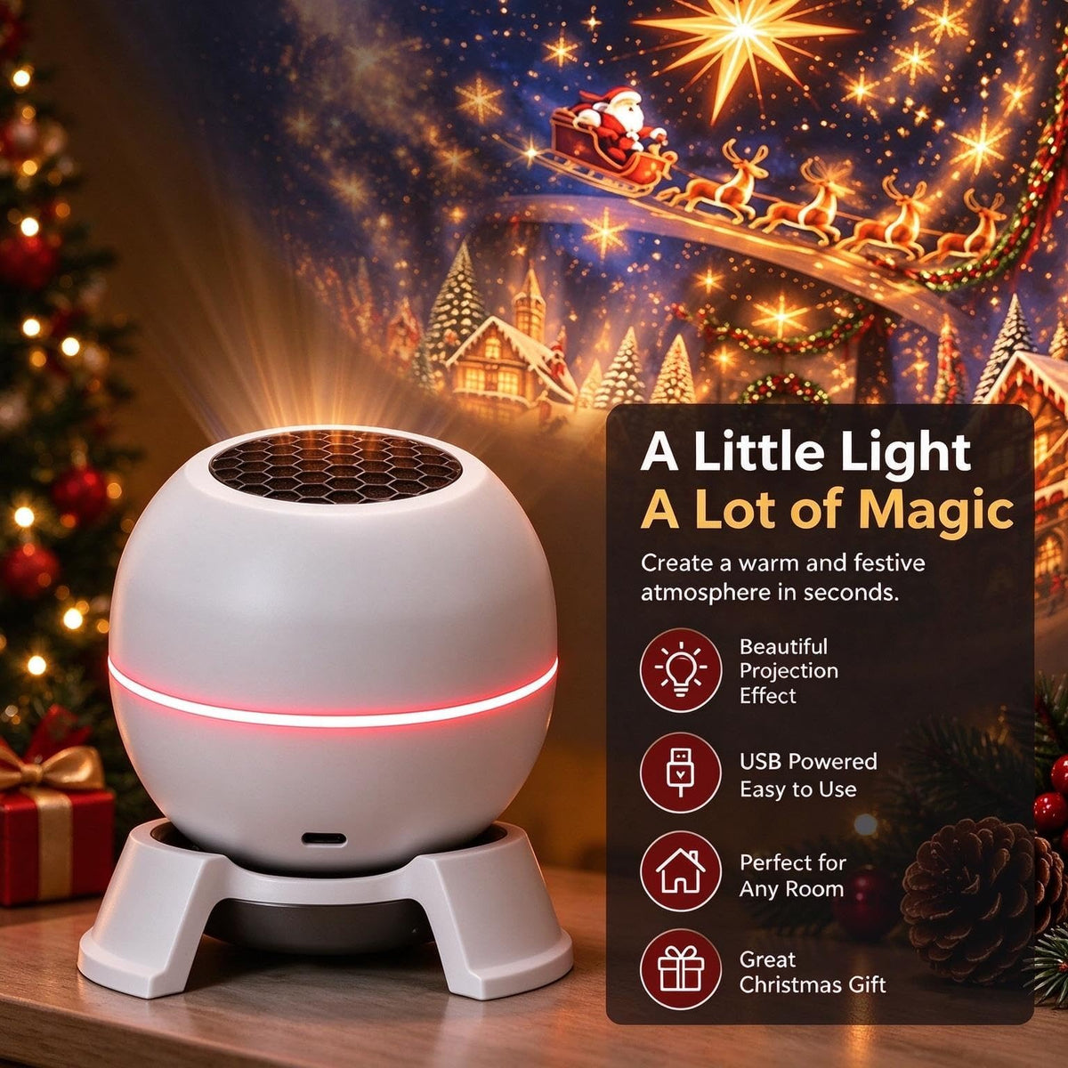 Magical Christmas Projection Night Light, Weihnachtsprojektor (1PCS)