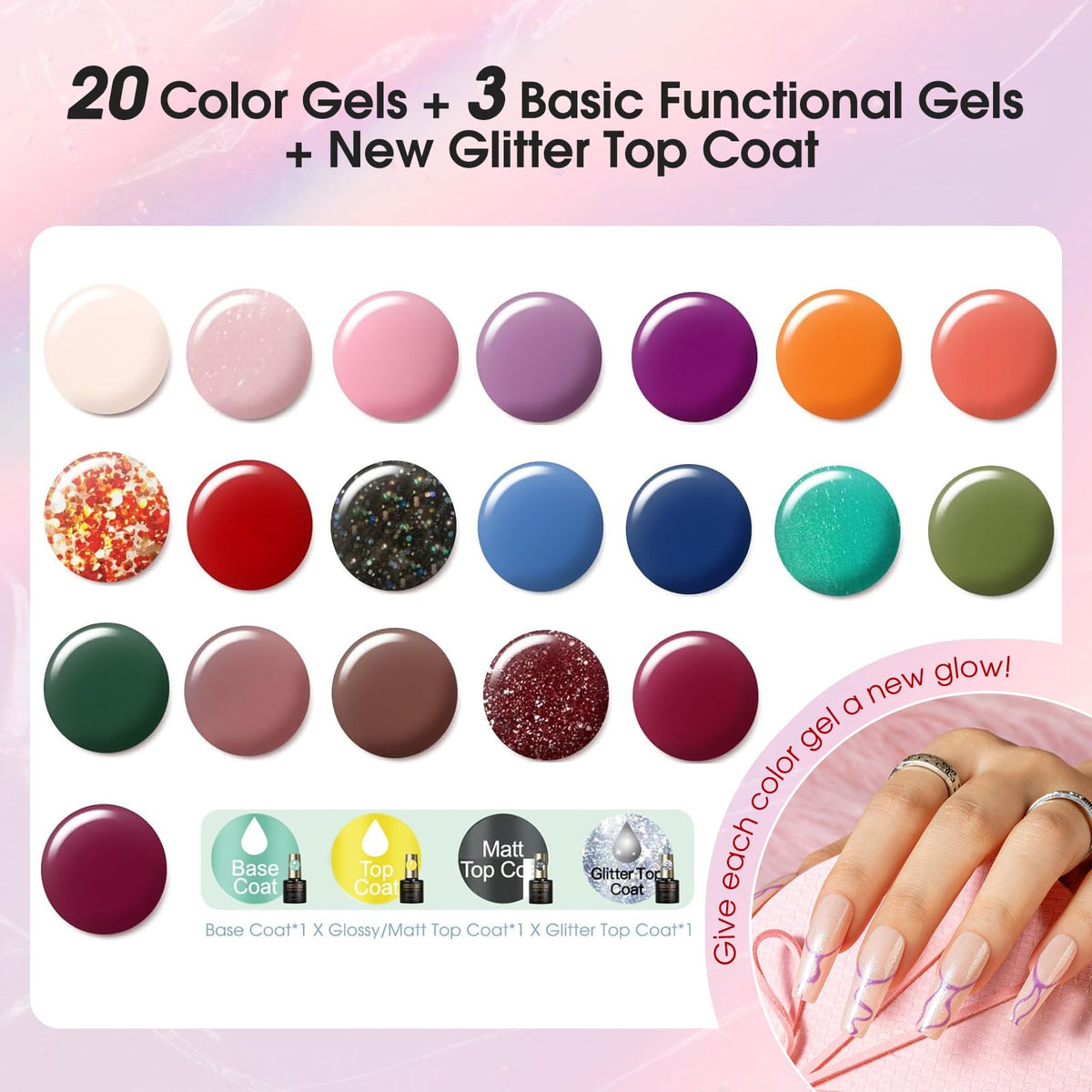 UV Nagellack Set Weiß Rosa Violett Rot Grün Blau Gel