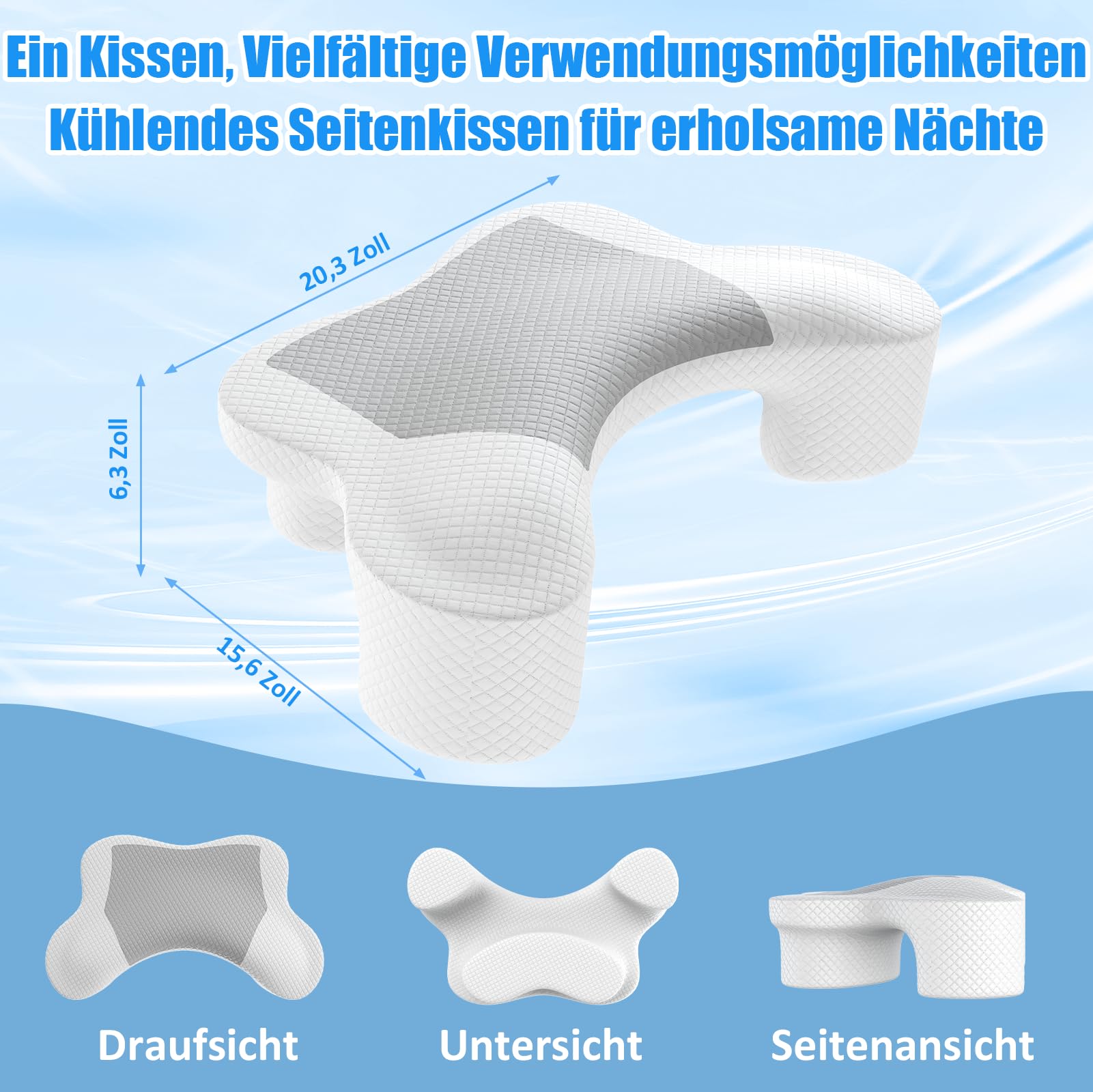 Ergonomisches Seitenschläferkissen Mit Armausschnitt – Orthopädisches Nackenstützkissen Aus Memory-Schaum Für Nacken Und Schultern – Kissen Für Seiten-, Rücken- Und Bauchschläfer