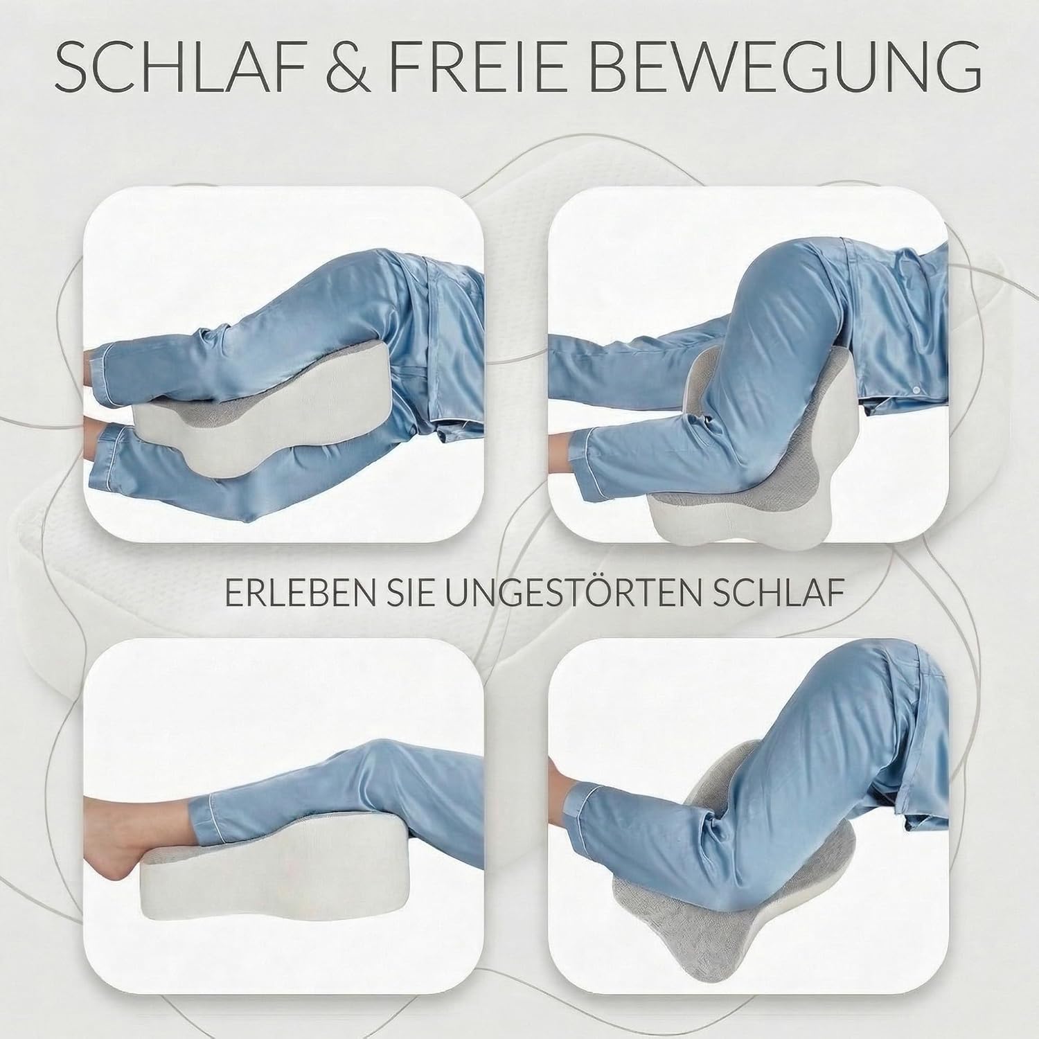 Kniekissen für Seitenschläfer – Ergonomisches Beinkissen mit Extra-Langem Design, unterstützt Oberschenkel & Knie, steigert Schlafkomfort, mit Abnehmbarem & Waschbarem Bezug