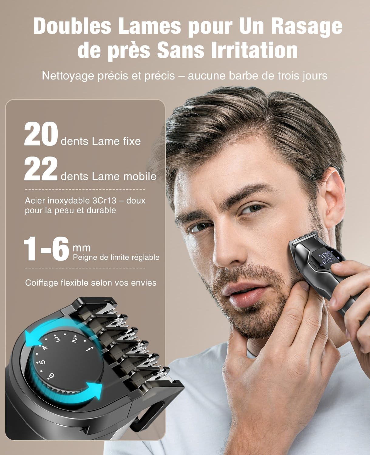 kensen Barttrimmer für Herren, All-in-One, Multistil-Trimmer, 12 in 1, 210 Minuten Akkulaufzeit, Körperhaartrimmer, Nase, Bart, wasserdicht, IPX7, USB-C, LED-Display, für Kopf bis Fuß, 6000/7000 U/min
