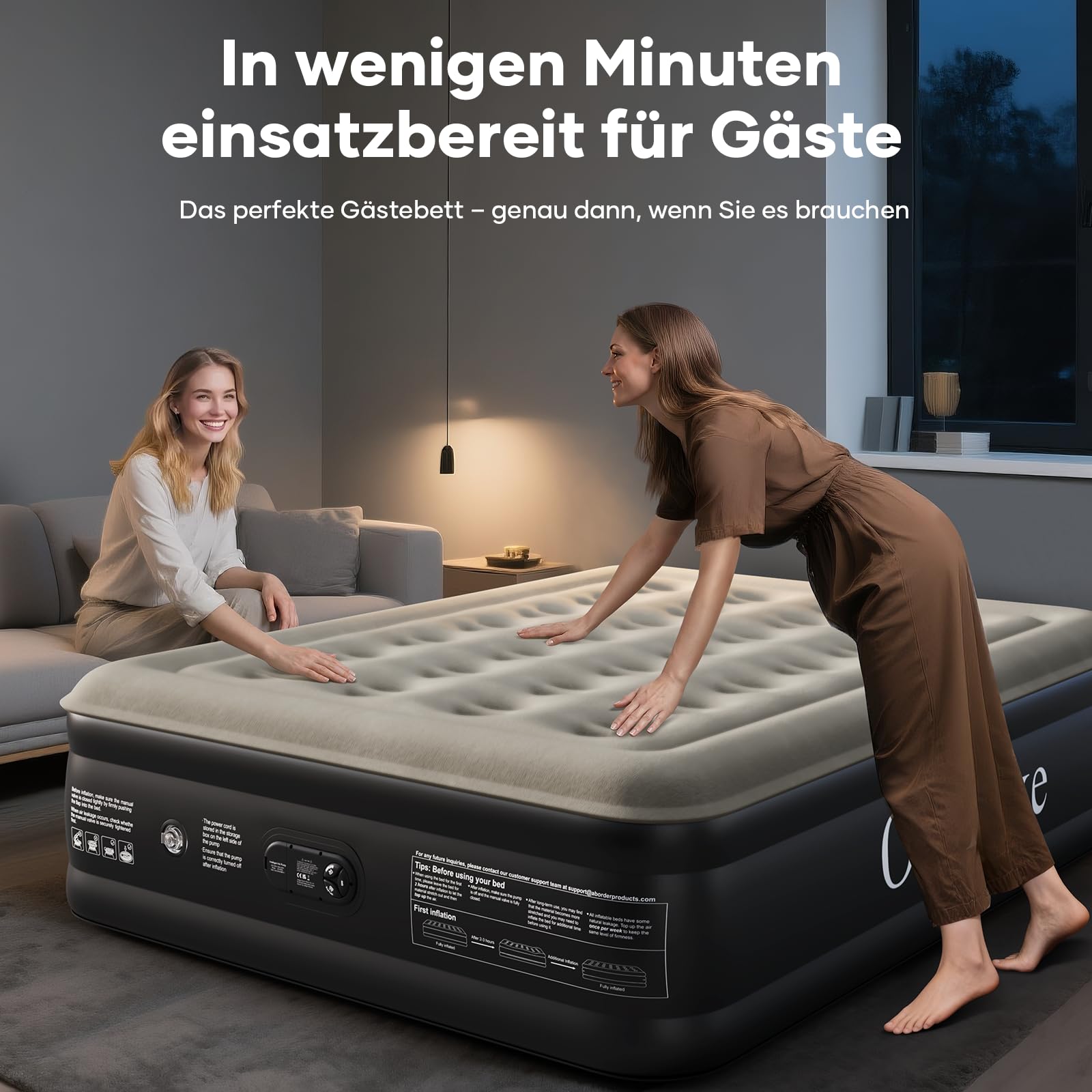 Luftmatratze Selbstaufblasend, Luftbett, Gästebett, aufblasbare Matratzensofa, Luftbett 2 Personen, Selbstaufblasende Luftmatratze für Camping oder Heimgebrauch