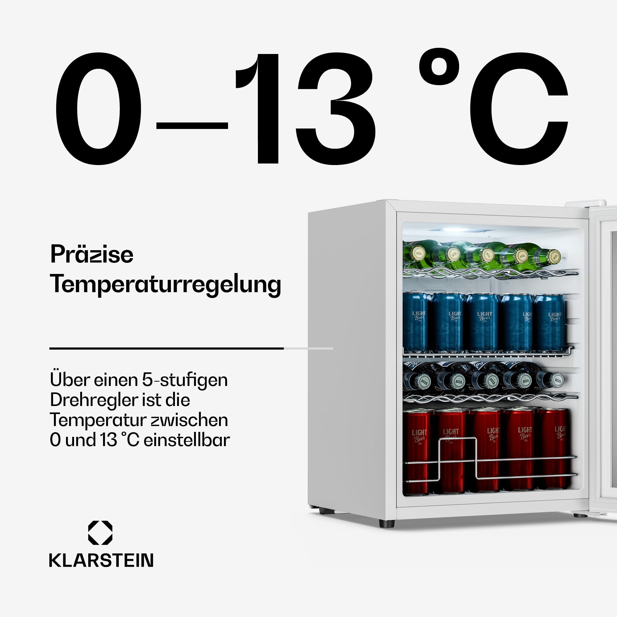 Beersafe Getränkekühlschrank 60 L – Mini Kühlschrank mit Glastür, Kupfer | LED-Beleuchtung, herausnehmbare Metallablagen, leise, Flaschenkühlschrank für Getränke & Dosen