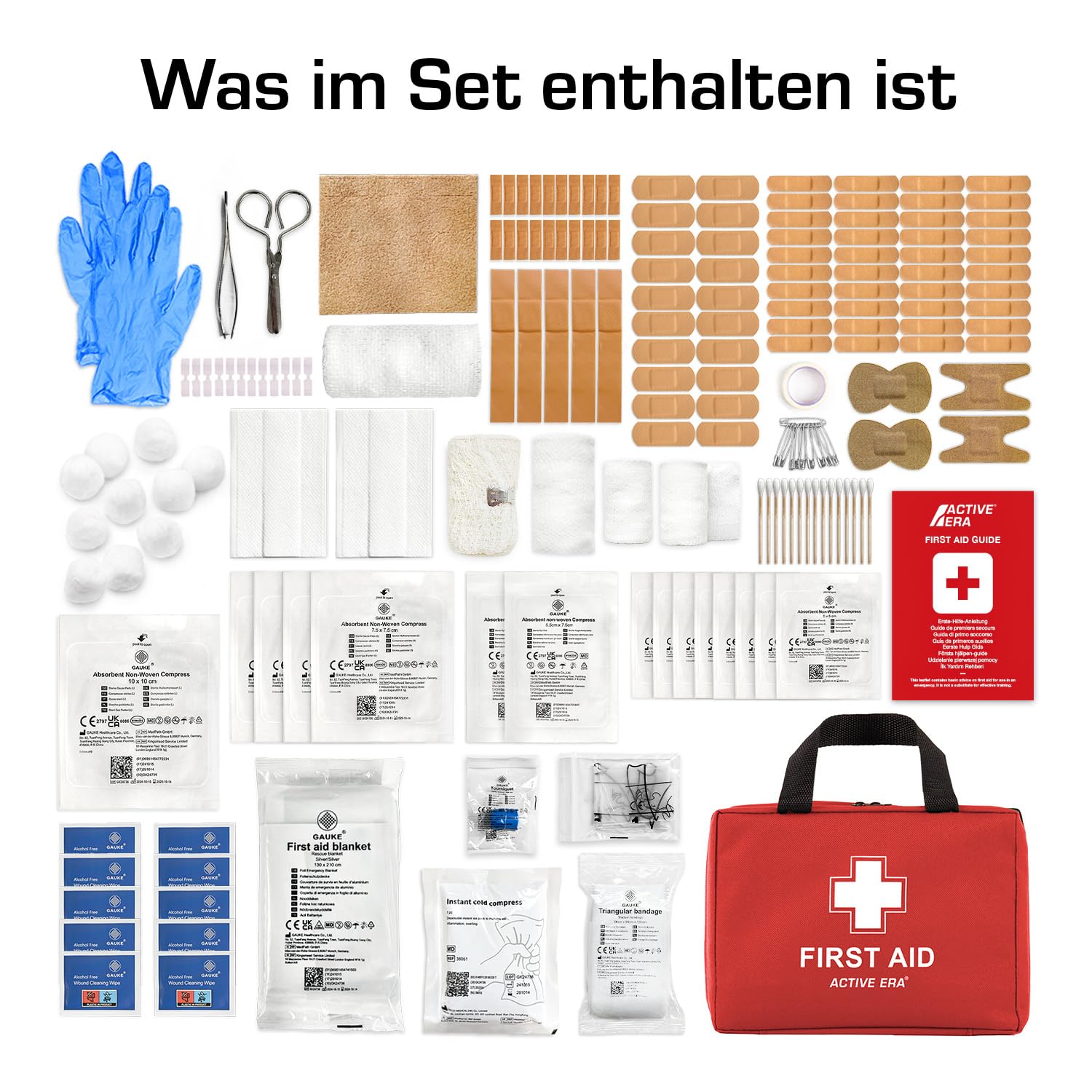 Active Era Premium Erste-Hilfe-Kit - 120-teilige Erste-Hilfe-Kit - Notfallausrüstung einschließlich Kühlpackungen, Pflaster, Rettungsdecke für zu Hause, Reisen oder als Erste-Hilfe-Kit im Freien - ISO 13485