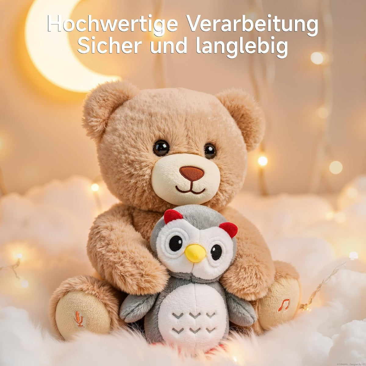 Musikalischer Kuschelbär mit Eule, Interaktives Sprechendes Plüschtier, Aufnahme Wiederholungsfunktion Stofftier, Geschenk für Kinder, Baby