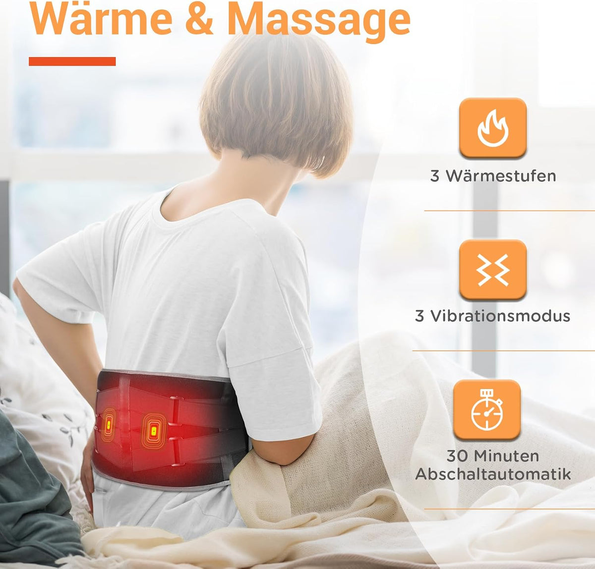 Wärmegürtel für Rücken mit Akku Rückenmassagegerät USB Heizgürtel
