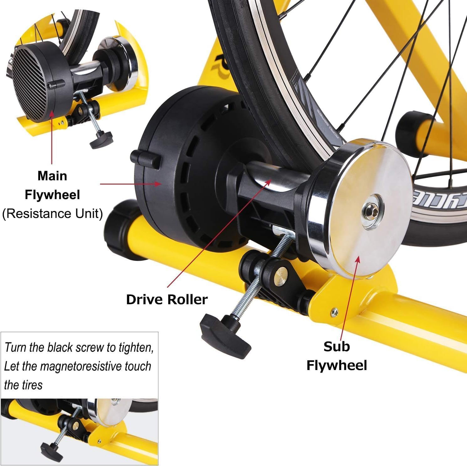 Fahrrad Rollentrainer, Klappbar Stahl Bike Trainer mit Schnellspanner Vorderradunterlage Radtrainer für 26-29 Zoll Fahrradtraining Fahrradfahren Zuhause Indoor