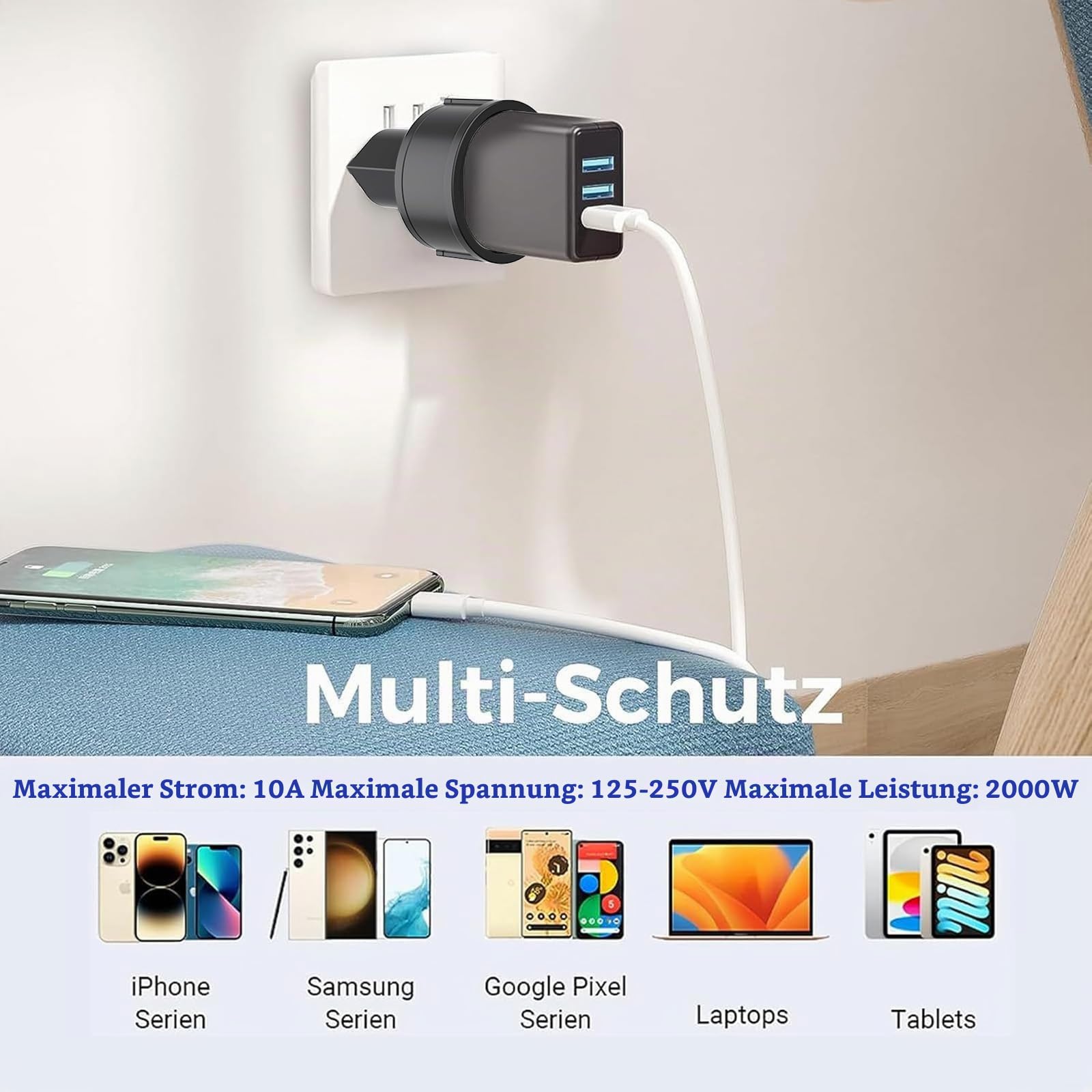 Reiseadapter Schweiz auf EU Adapterstecker, 3 Stück Schweiz auf EU Reisestecker Adapter, Liechtenstein auf EU Adapterstecker 3 poliger Schweizer Stecker auf 2 polige DE Buchse Schweizer Steckdose