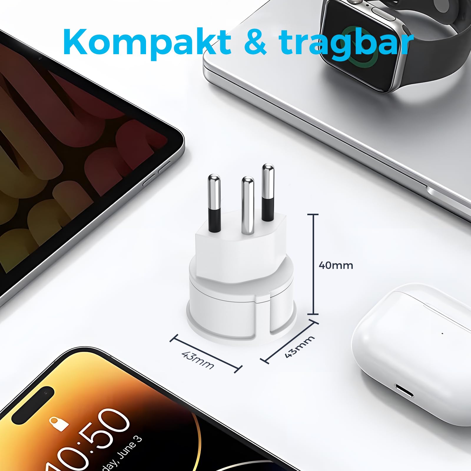 Reiseadapter Schweiz auf EU Adapterstecker, 3 Stück Schweiz auf EU Reisestecker Adapter, Liechtenstein auf EU Adapterstecker 3 poliger Schweizer Stecker auf 2 polige DE Buchse Schweizer Steckdose