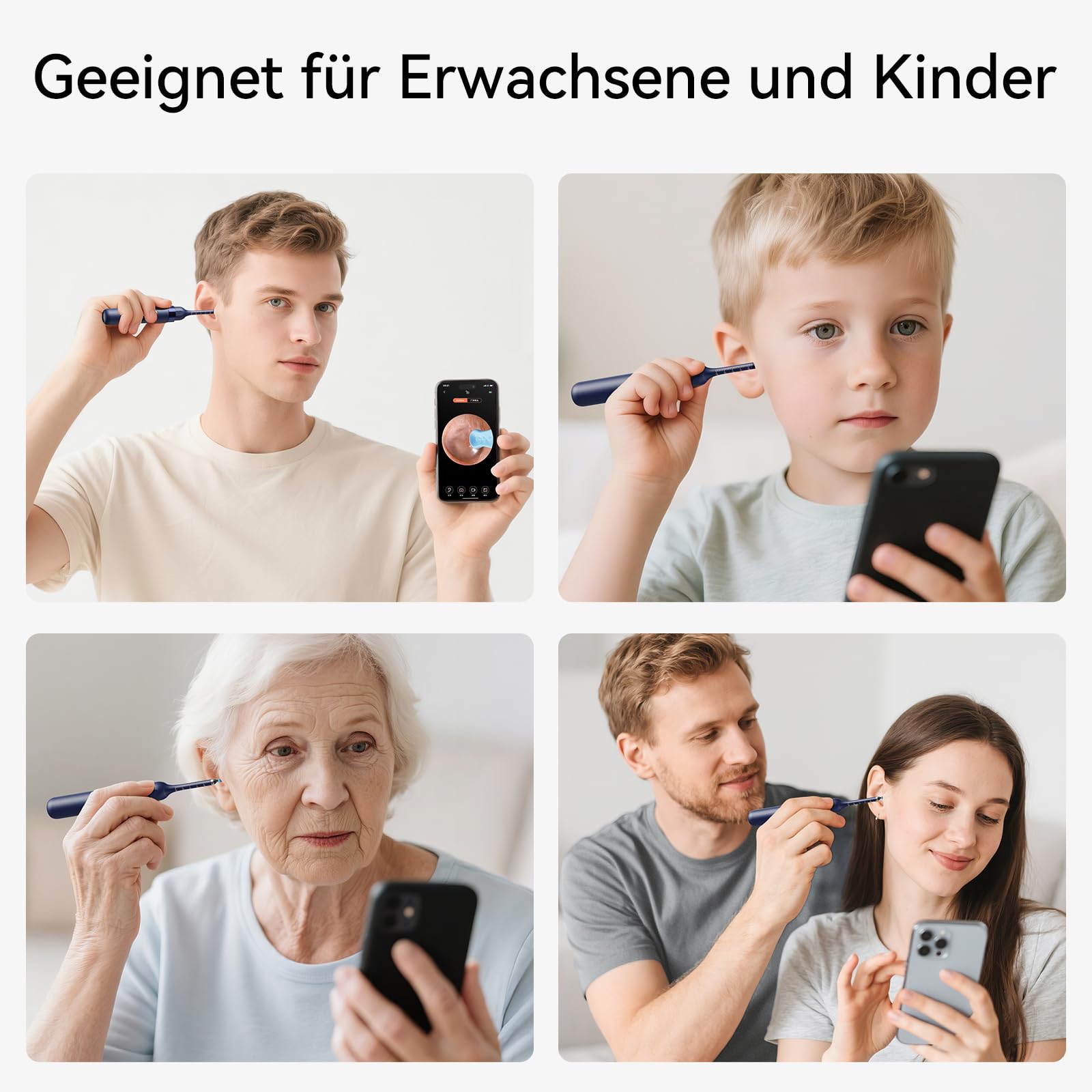 Ohrenschmalz-Entfernungs-Otoskop, WiFi Ohrreiniger, 1080P Ultra Thin HD Wireless wasserdichter Ohrspiegel mit 3,5 mm Objektiv und 6 LEDs für iPhone, iPad und Android Smartphones