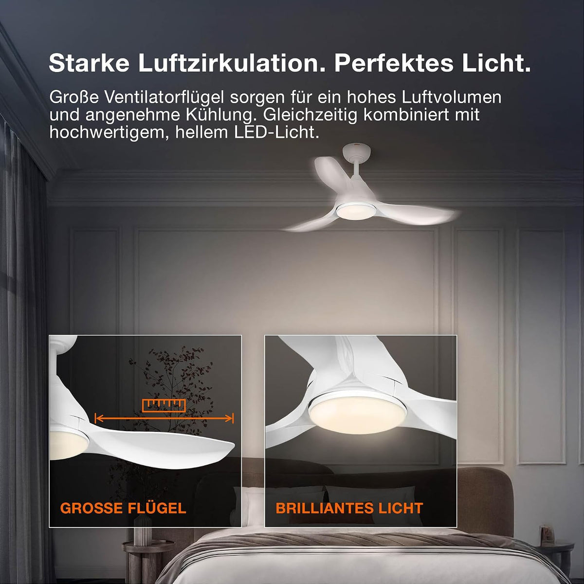Osram LED-Deckenventilator Weiß, leise, Fernbedienung | Ceiling fan Sudestada, Ceiling Fans with Lighting, Weiß, 450 mm dia, 50000 h, 1-Pack