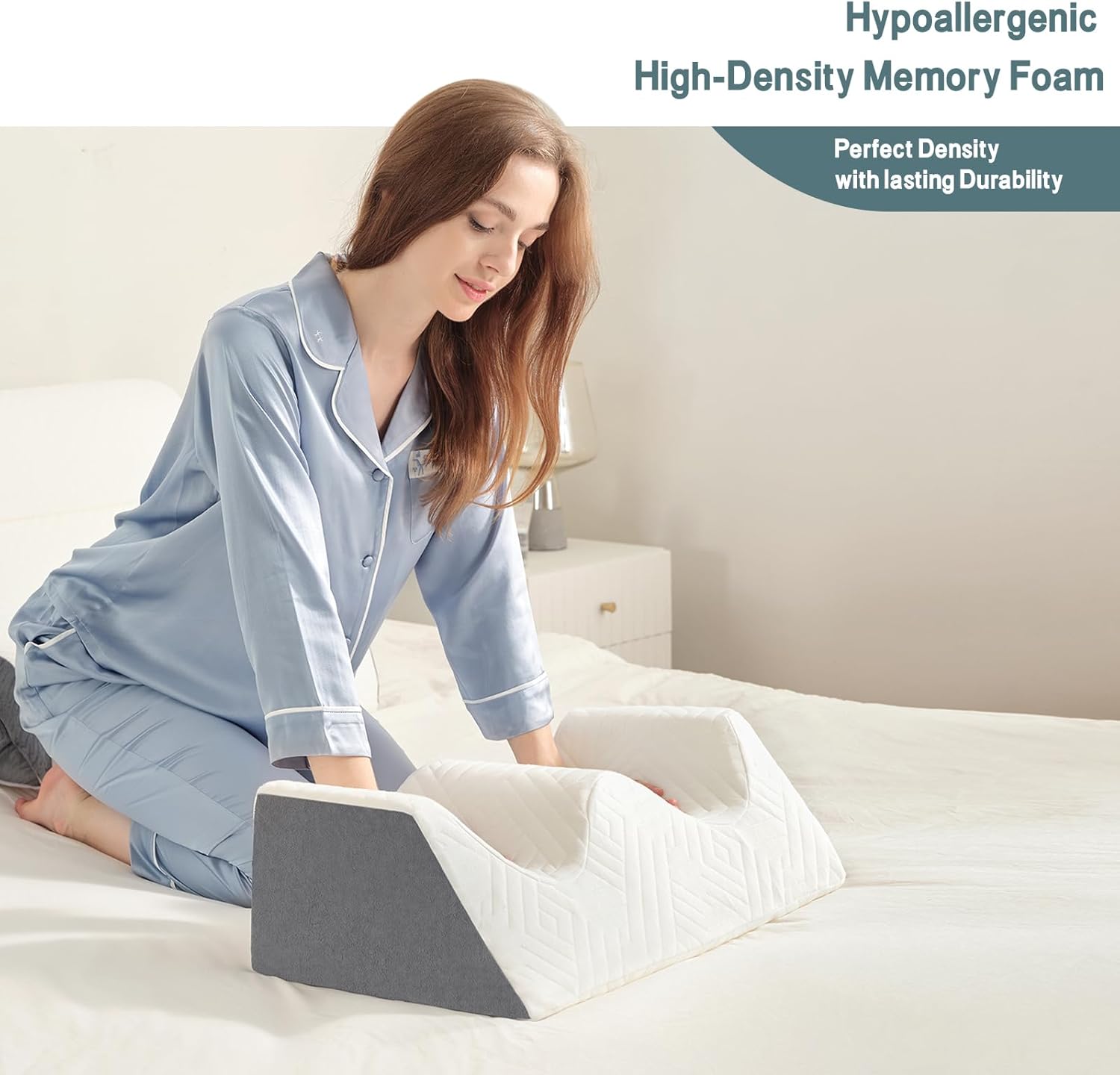 Orthopädisches Bett Keil Kissen Set / Memory Foam zum Schlafen, Rücken- und Beinschmerzlinderung Bequem und justierbare Stützkissen-Anti Schnarchen, Sodbrennen