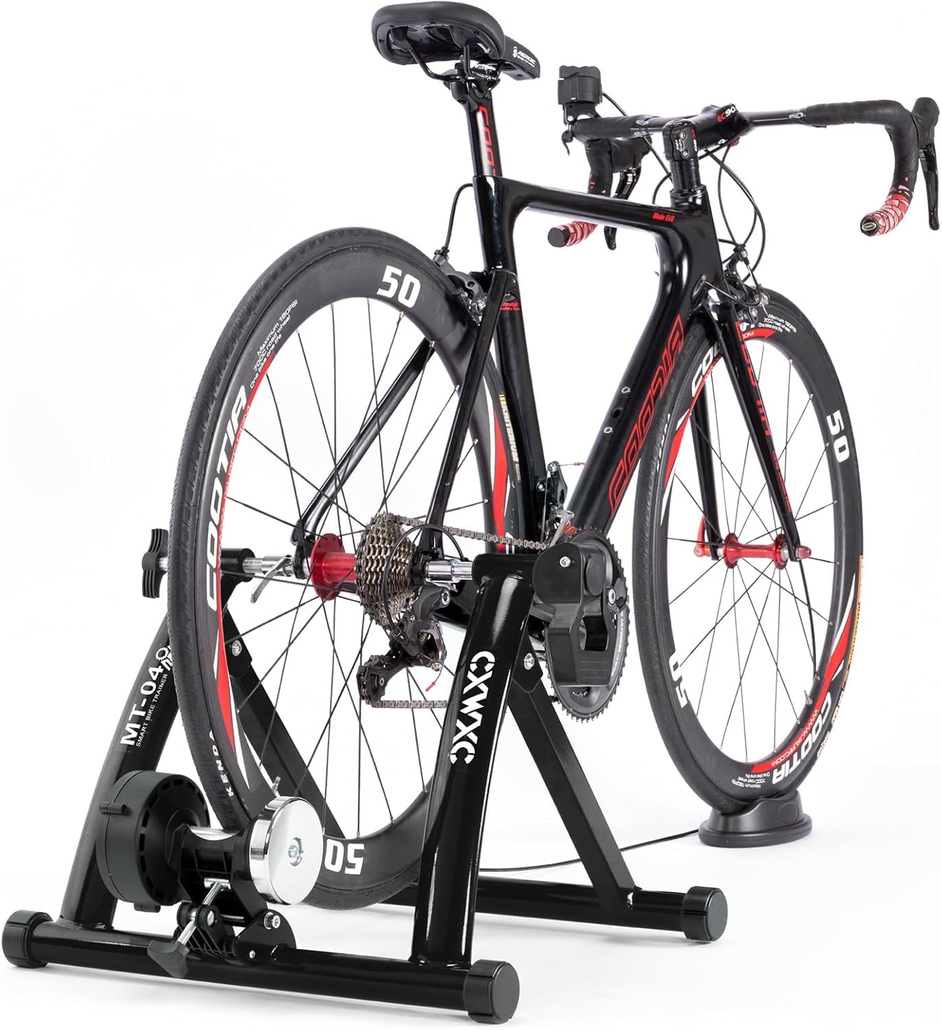 Fahrrad Rollentrainer, Klappbar Stahl Bike Trainer mit Schnellspanner Vorderradunterlage Radtrainer für 26-29 Zoll Fahrradtraining Fahrradfahren Zuhause Indoor