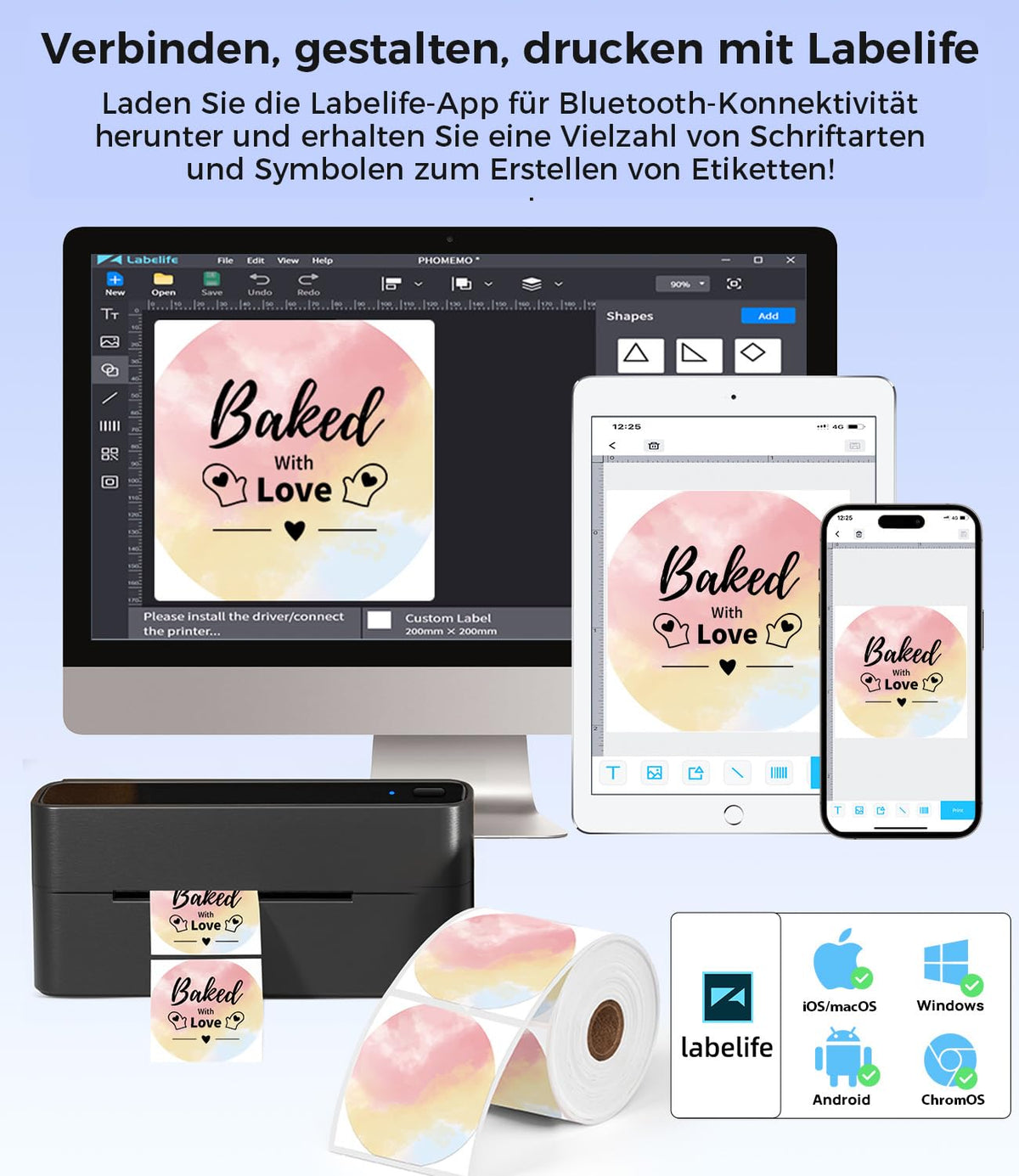 Bluetooth DHL Etikettendrucker, Label Printer - Thermodrucker