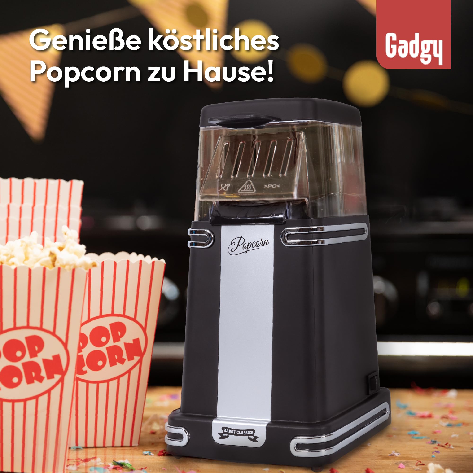 Popcorn Machine Large - Retro Popcorn Maker 5 L - Popcorn Maker with Non-Stick Coating and Removable Heating Surface - Popcorn Machine Red - Popcorn Machine 800 W - Popcorn Machine