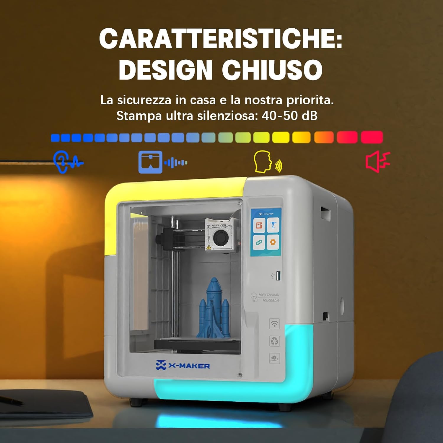 X-Maker 3D-Drucker mit Design-App - Vollständig geschlossen, KI Design-App, umfangreiche Sammlung an 3D-Spielzeugvorlagen, mit 16+ Mini-3D- Designmodulen, schneller Düsenwechsel