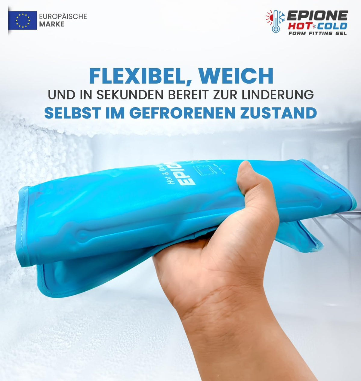 Kühlpads Epione 3XL Gelkissen kalt/warm – mit elastischem Gurt und Stoffhülle – wiederverwendbar zur Schmerzlinderung bei Muskel‑ und Gelenkschmerzen, Verletzungen und Physiotherapie