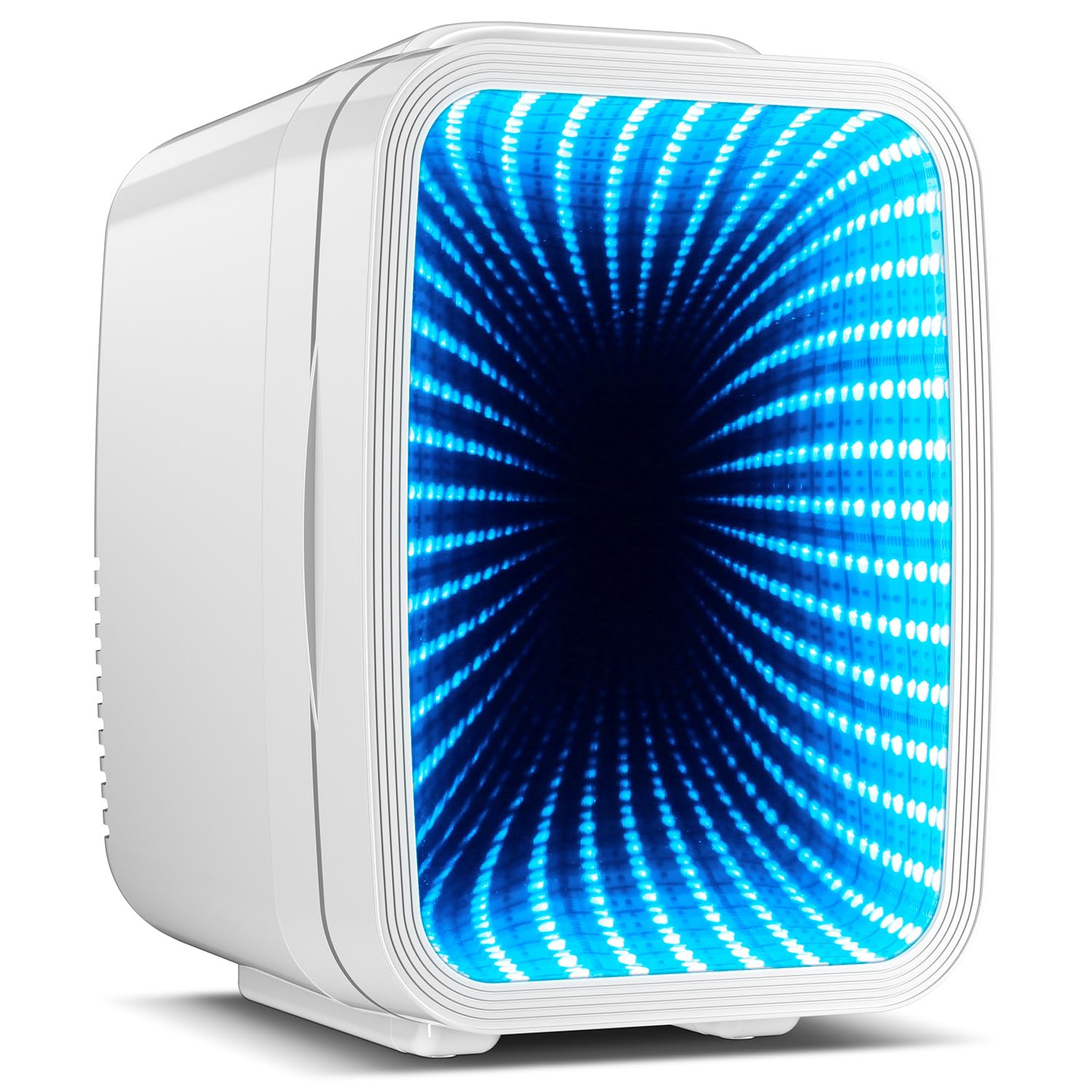 Mini Kühlschrank, 4L / 6 Dosen Leise Minikühlschrank, 7 RGB Lichtmodi, 2in1 Kühl- und Warmhaltefunktion für Getränke & Skincare, AC 220V / DC 12V, Mini Fridge für Gaming, Büro, Auto (Schwarz)