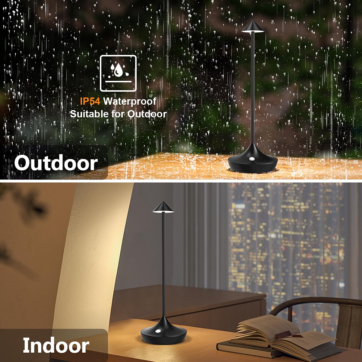 LED-Batterie Tischlampe Drahtloses , modernem Aluminium Dimmable Wireless Tischlampe 6000 mAh, wasserdicht, Tischlampen wiederaufladbar für Innen-Aussentisch Tisch Restaurant