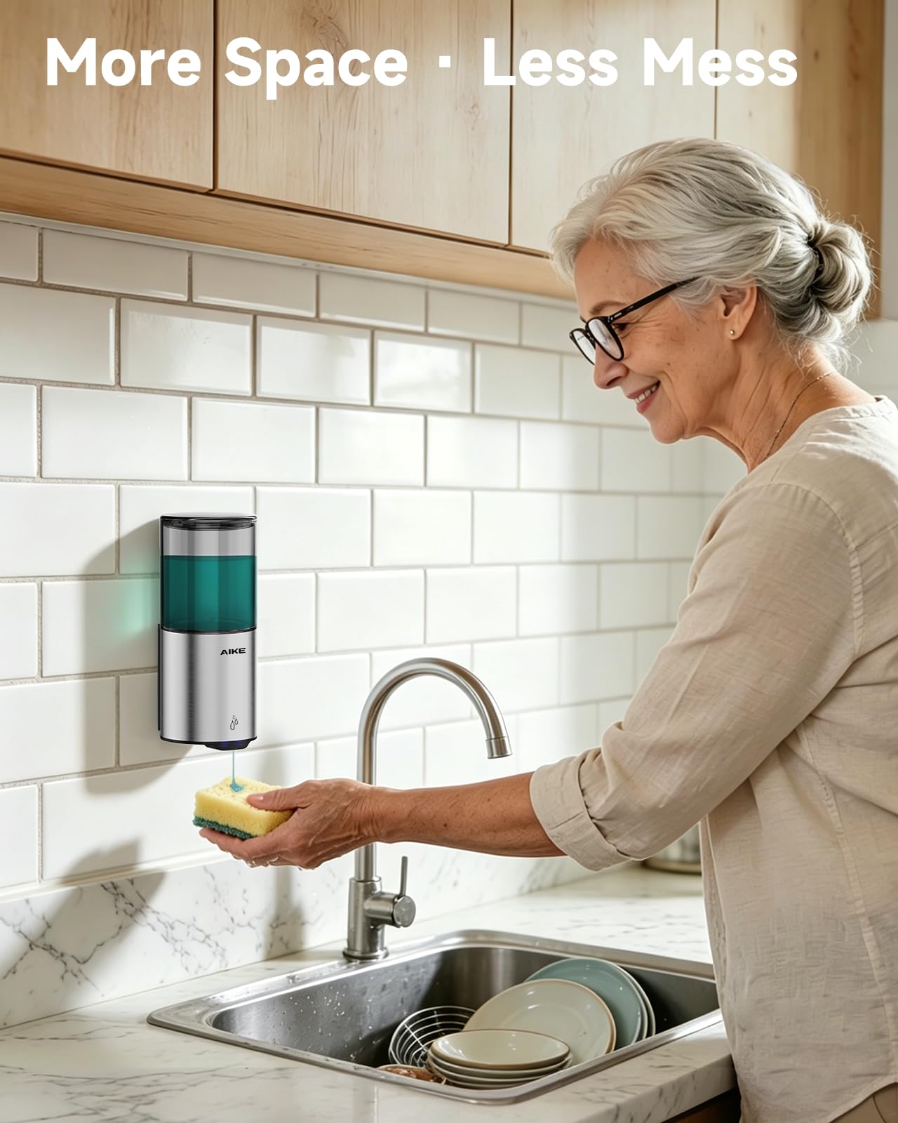 Automatischer Seifenspender für Flüssigseife, Wandmontage für Küche und Badezimmer, IPX7 Wasserdicht 400ml mit Edelstahl Gebürstetes