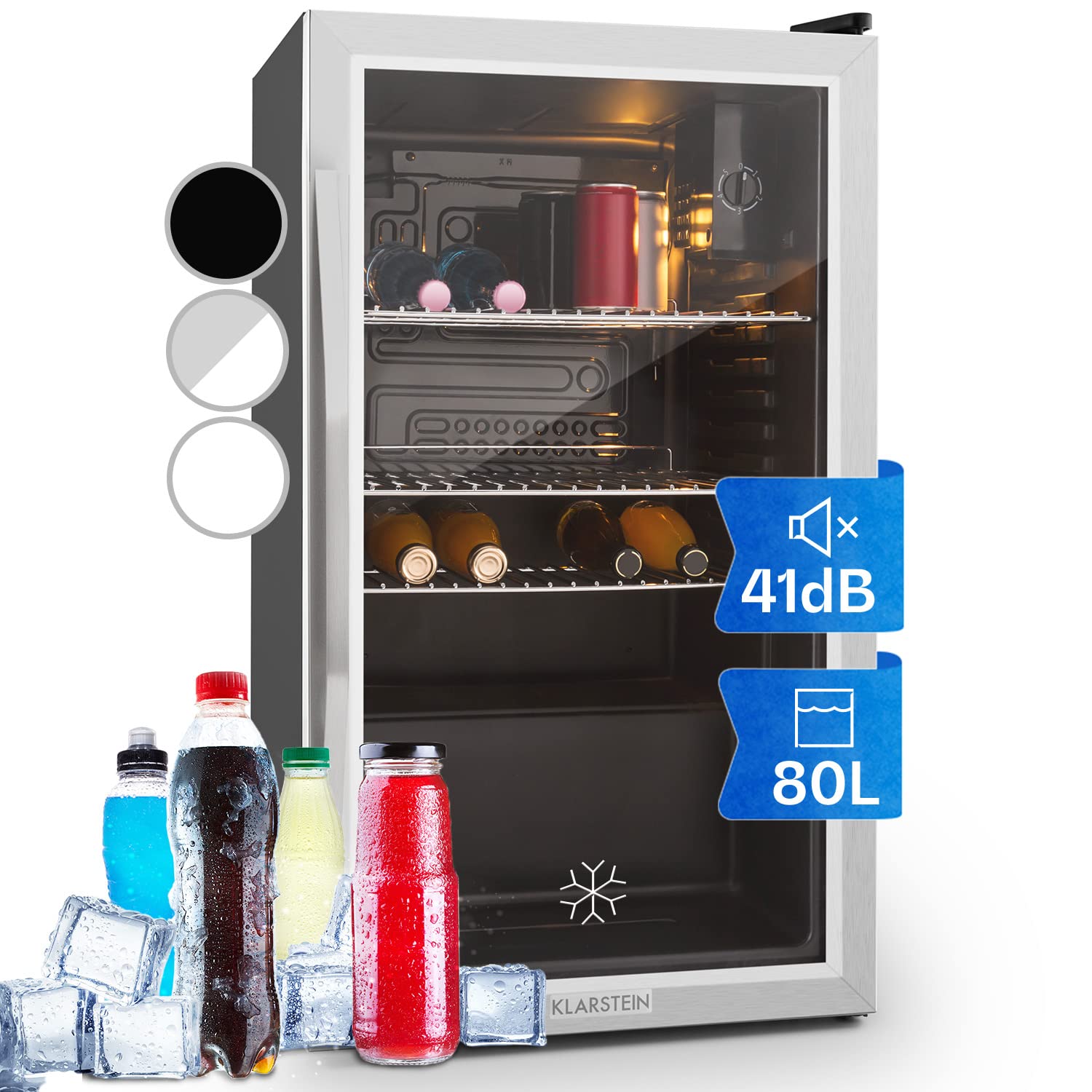 Beersafe Getränkekühlschrank 60 L – Mini Kühlschrank mit Glastür, Kupfer | LED-Beleuchtung, herausnehmbare Metallablagen, leise, Flaschenkühlschrank für Getränke & Dosen