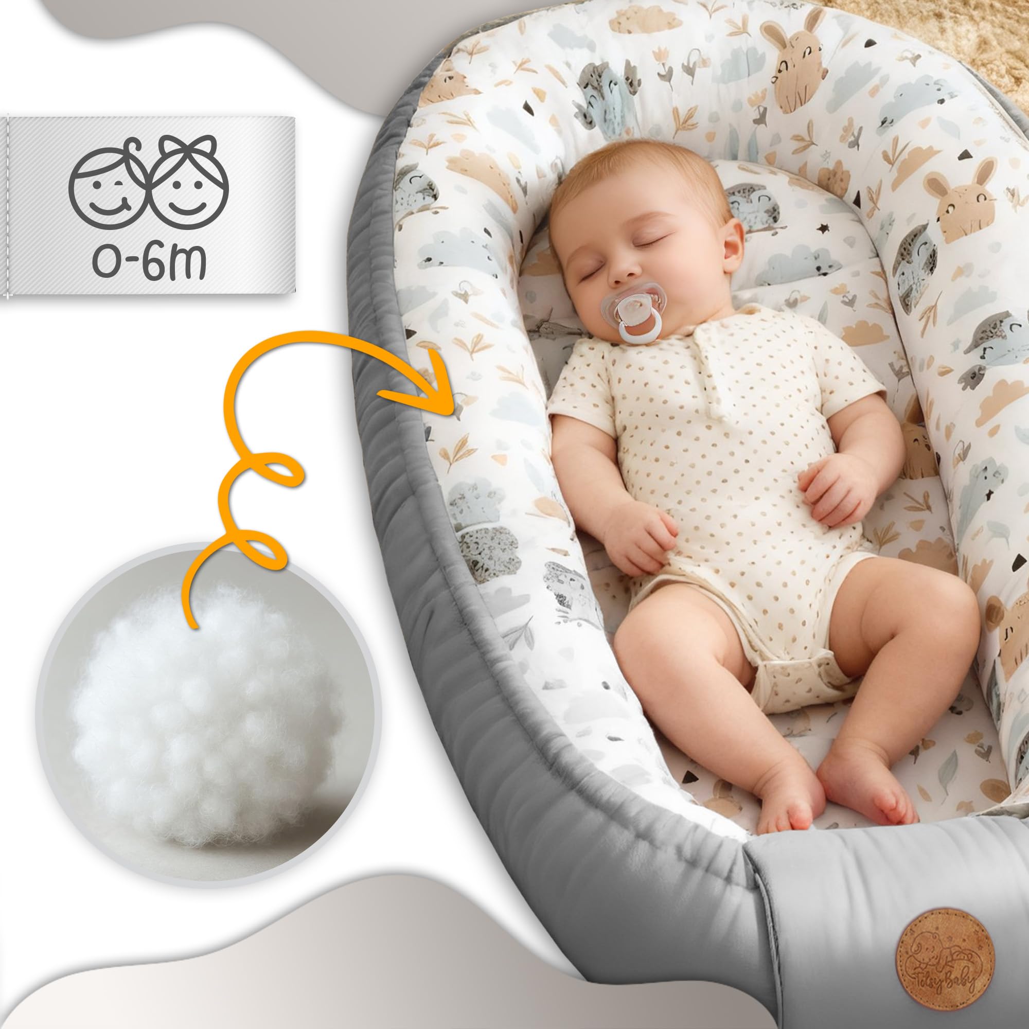 Babynest Babynestchen Neugeborene 90 x 50 cm baby nestchen tragbar nest für bett kinder kuschelnest coccon für Jungen und Mädchen