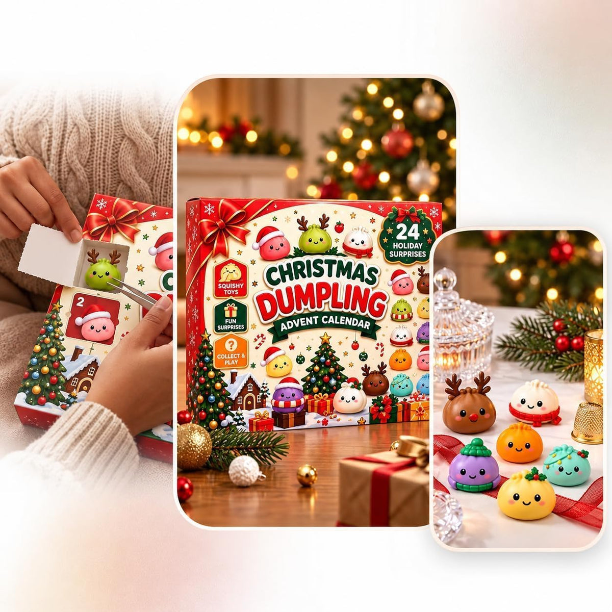 Squishy Adventskalender 2026,Dumpling Squishy 2026 Adventskalender,Weihnachts Countdown Kalender24 Tage,Geschenk für Kinder und Erwachsene