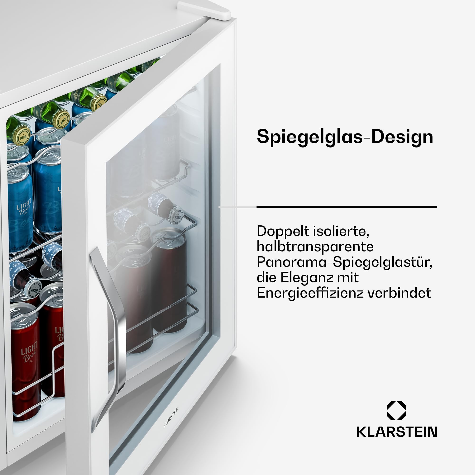 Beersafe Getränkekühlschrank 60 L – Mini Kühlschrank mit Glastür, Kupfer | LED-Beleuchtung, herausnehmbare Metallablagen, leise, Flaschenkühlschrank für Getränke & Dosen