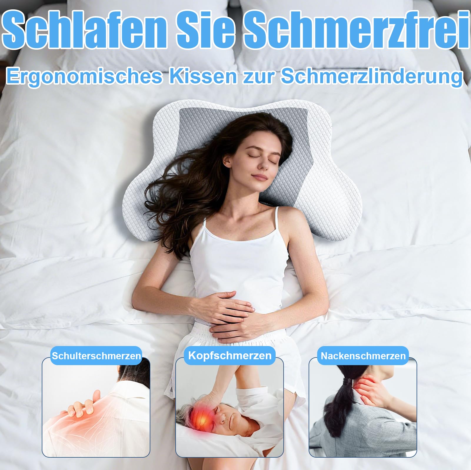 Ergonomisches Seitenschläferkissen Mit Armausschnitt – Orthopädisches Nackenstützkissen Aus Memory-Schaum Für Nacken Und Schultern – Kissen Für Seiten-, Rücken- Und Bauchschläfer