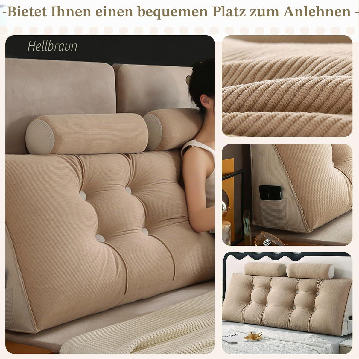Rückenstützkissen mit Nackenkissen für Bett Bequemes Lendenkissen