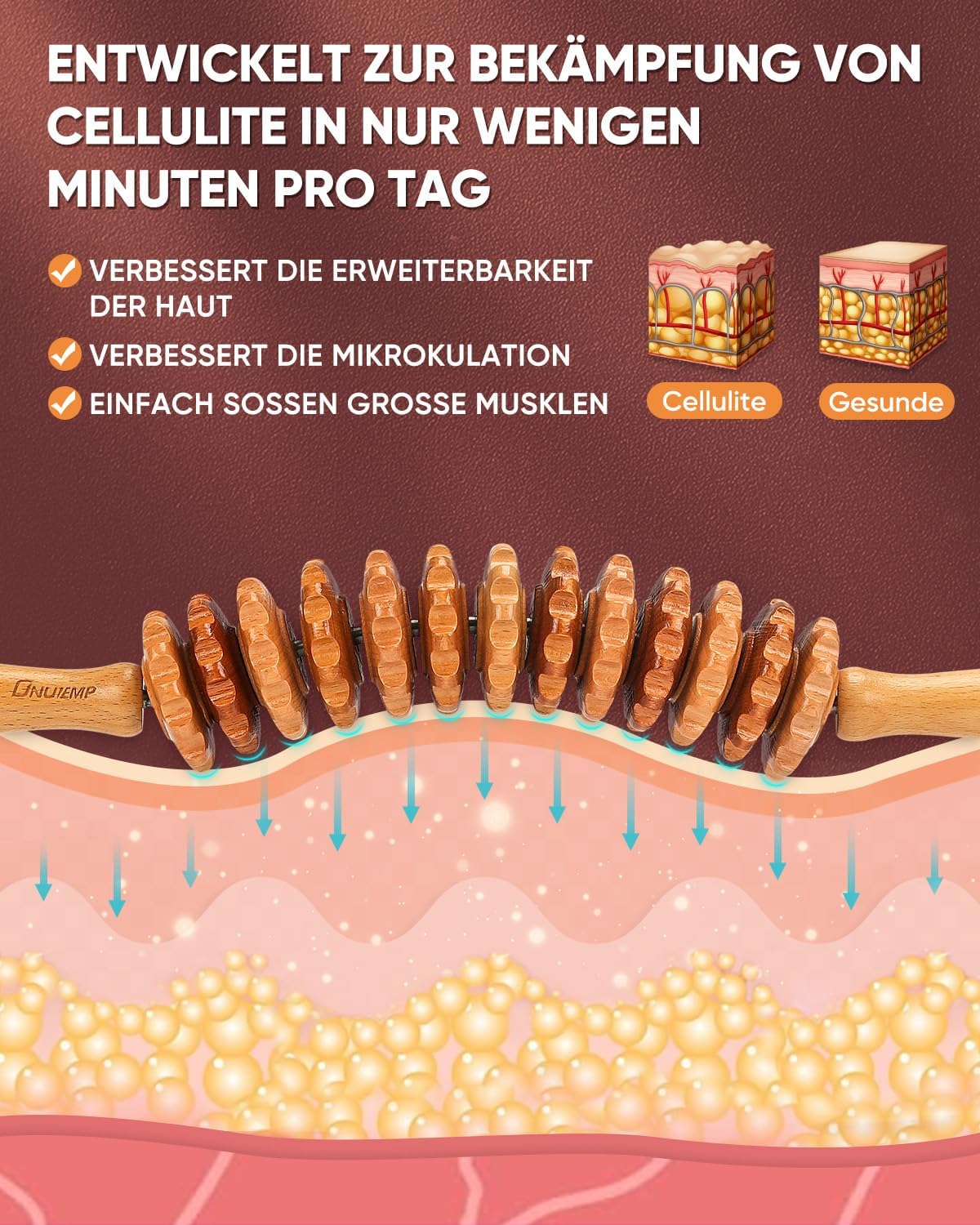 Faszienrolle Holz Massagegerät Faszienstab Roller
