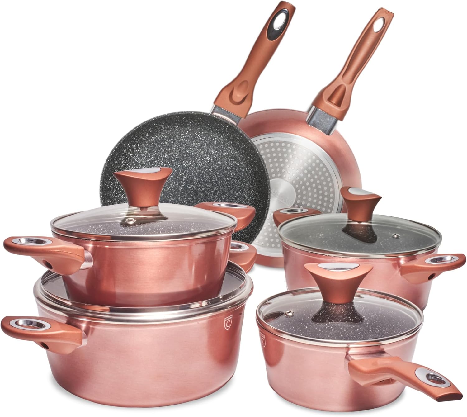 Topfset 15-teilig mit Antihaftbeschichtung - Kochtopf Set mit Deckel - Induktions Töpfe Set - Töpfe & Pfannen Set für Alle Herdarten - Kochgeschirr für Gasherd & Ceranfeld