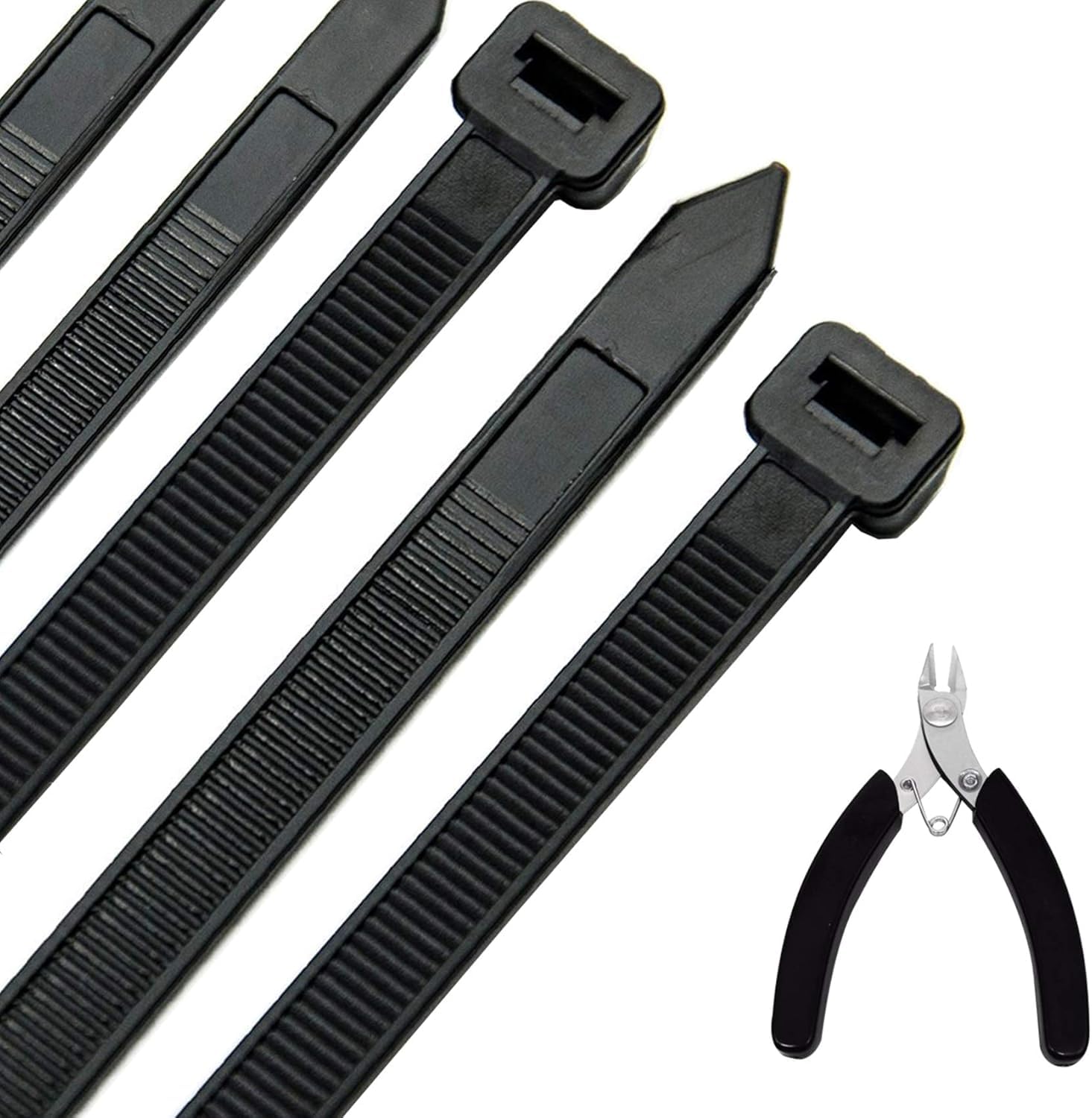 1000 Stück Kabelbinder Schwarz 100/150/200/250/300mm Und 20 Klebesockel, Kabelbinder set, UV Beständig, Hitzebeständig, Kunststoff Kabel Binder Set