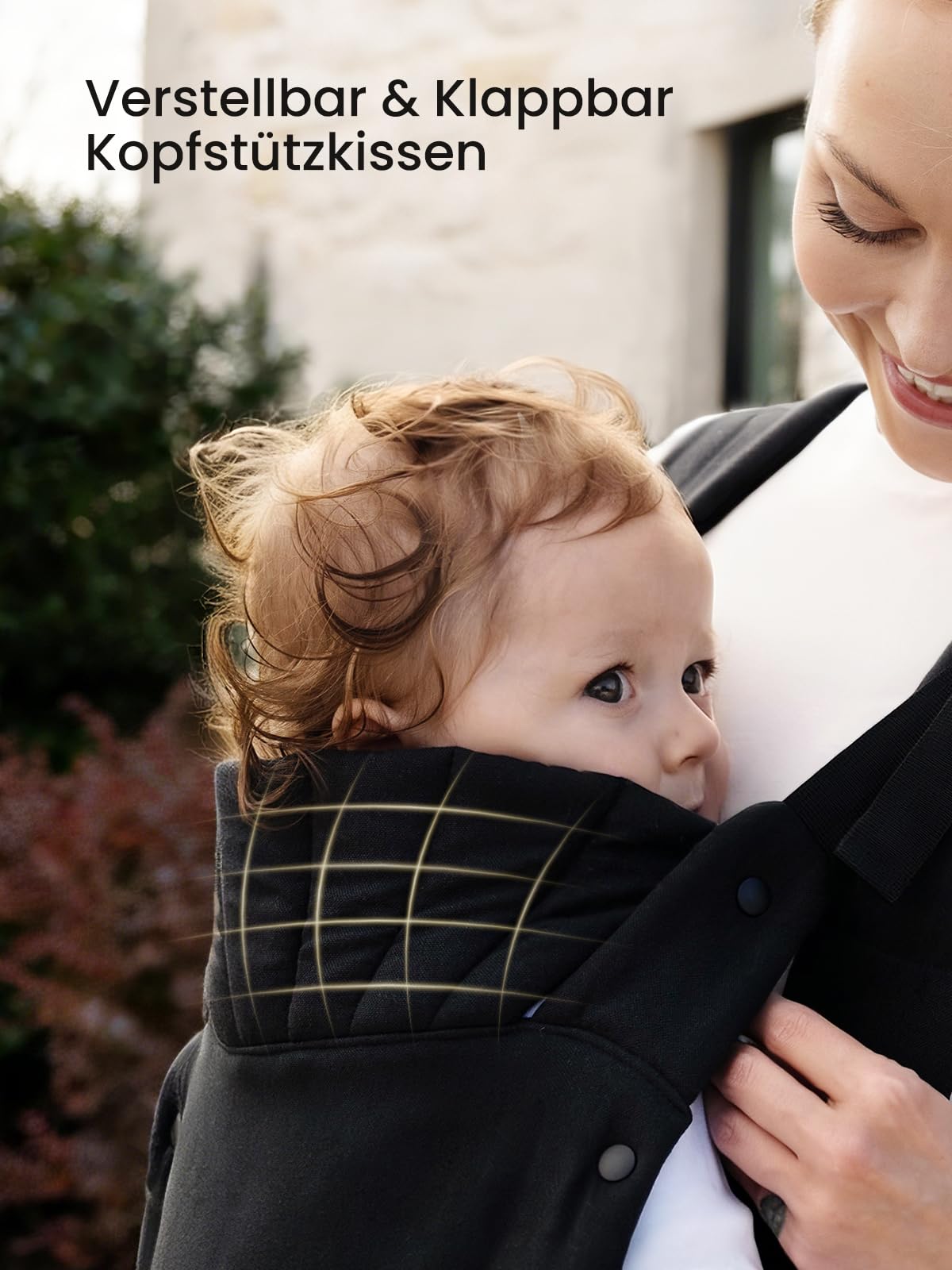Babytrage, Ein-Klick-Schnalle für Einfaches Anlegen, Bequemer Träger von Neugeborenem bis Kleinkind mit Kopfstütze (3-20kg, 3-24Monate), Ergonomisch & Leicht