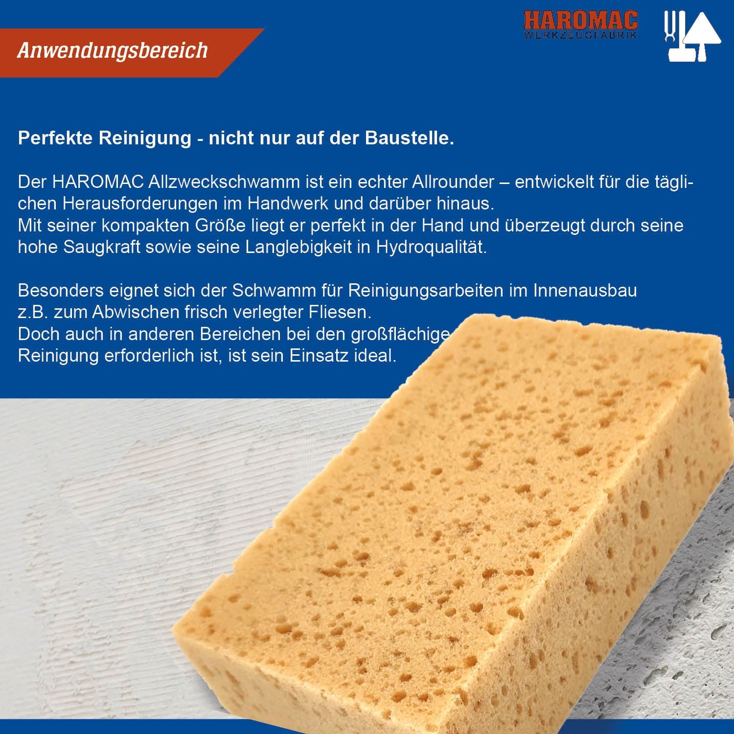10 x Allzweckschwamm Made in Germany – 200x130mm | Fliesenschwamm, Hydroqualität, Abriebfest & saugstark, universelle Reinigung für Baustellen, KFZ & Haushalt | Beständig gegen Öle & Chemikalien