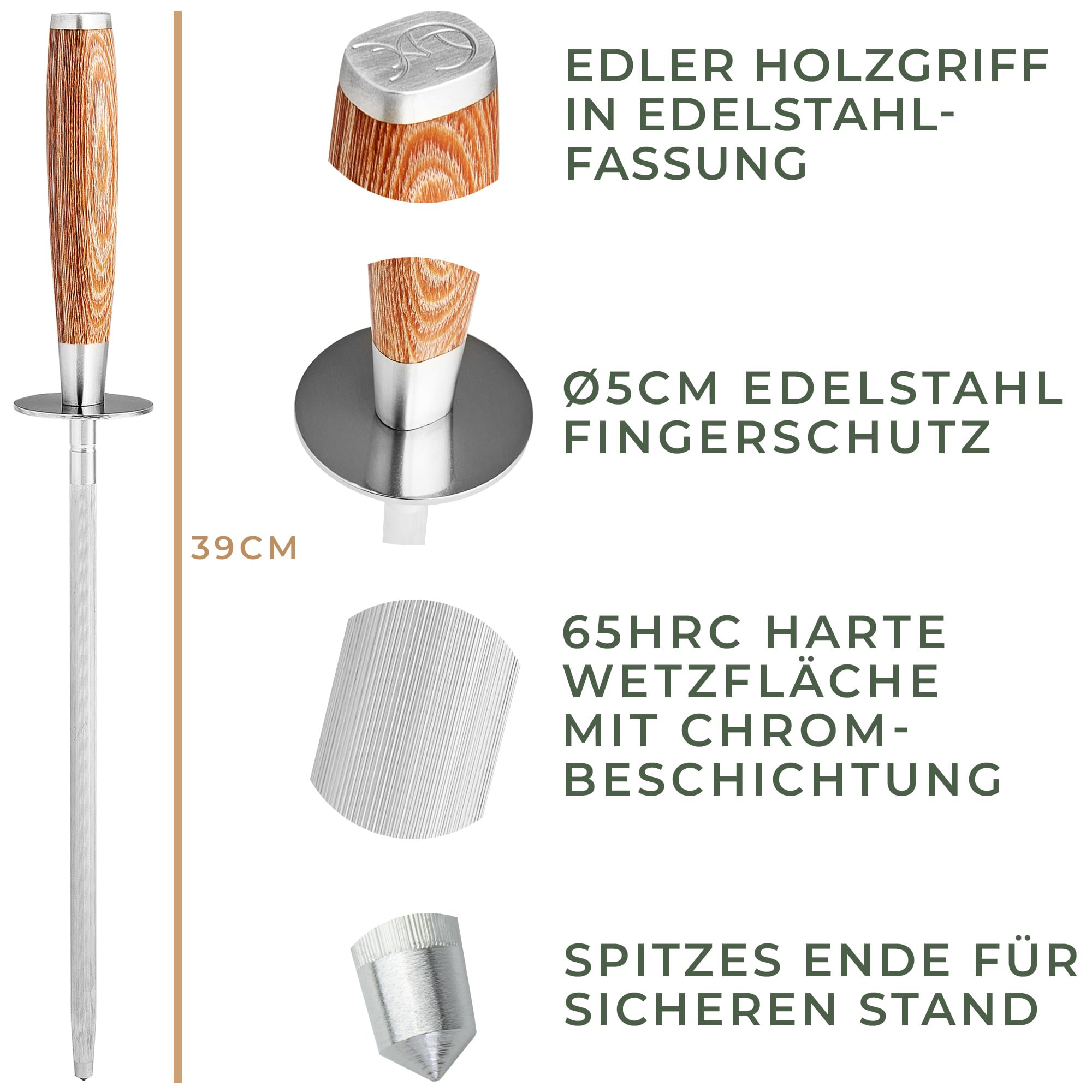 Magnetische Messerstreifen (40 x 5 cm) - Magnetstreifen aus elegantem Akazienholz - Magnetische Messerhalter für schwere Messer - Magnetische Messerstreifen zum Kleben oder Schrauben - Magnetische Messerhalterung