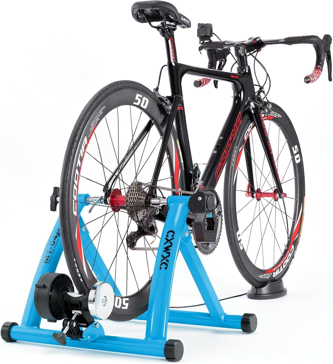 Fahrrad Rollentrainer, Klappbar Stahl Bike Trainer mit Schnellspanner Vorderradunterlage Radtrainer für 26-29 Zoll Fahrradtraining Fahrradfahren Zuhause Indoor