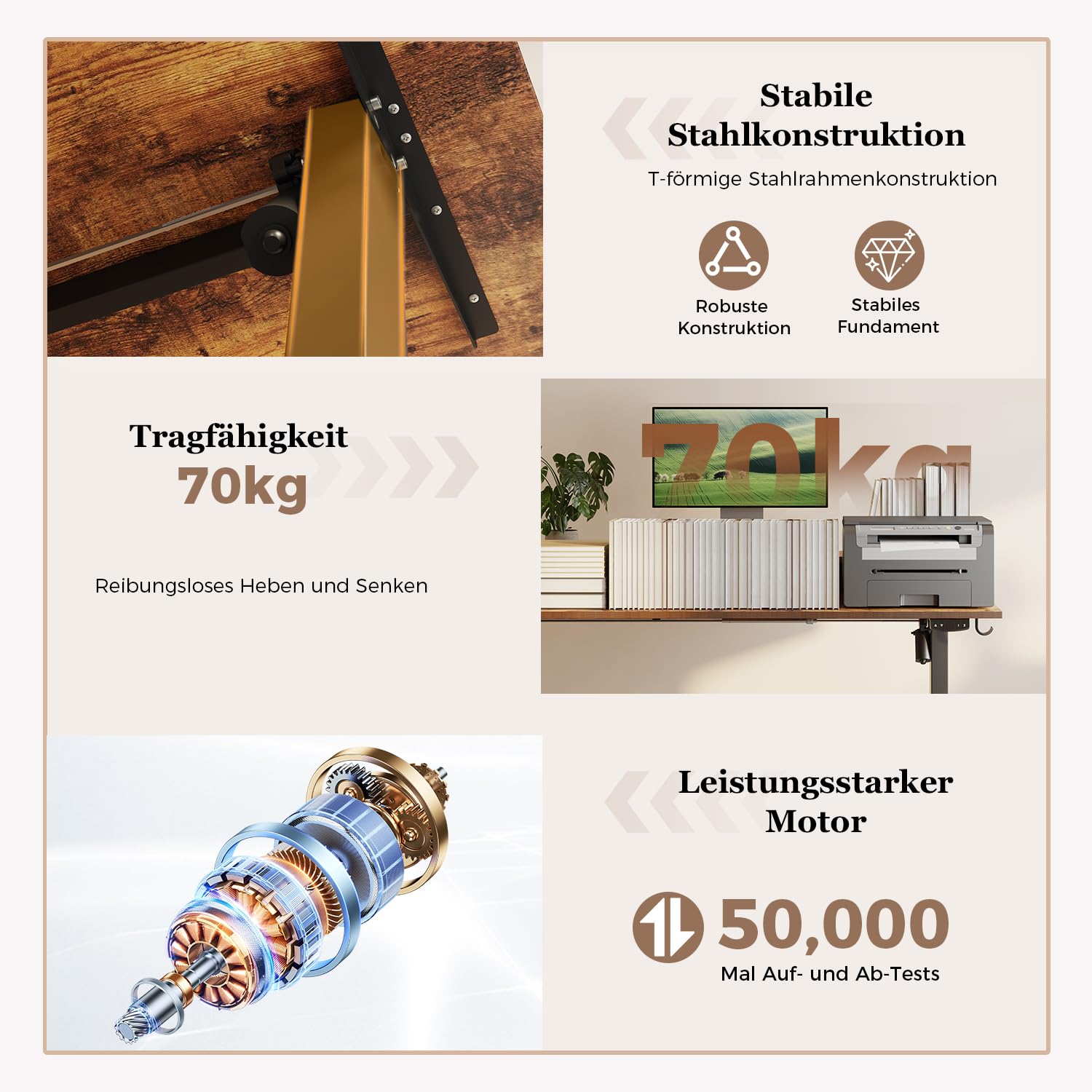 Höhenverstellbarer Schreibtisch mit Doppelschubladen, Elektrisch Höhenverstellbarer Schreibtisch, Sitz-Steh-Computertisch, Ergonomischer Stehschreibtisch