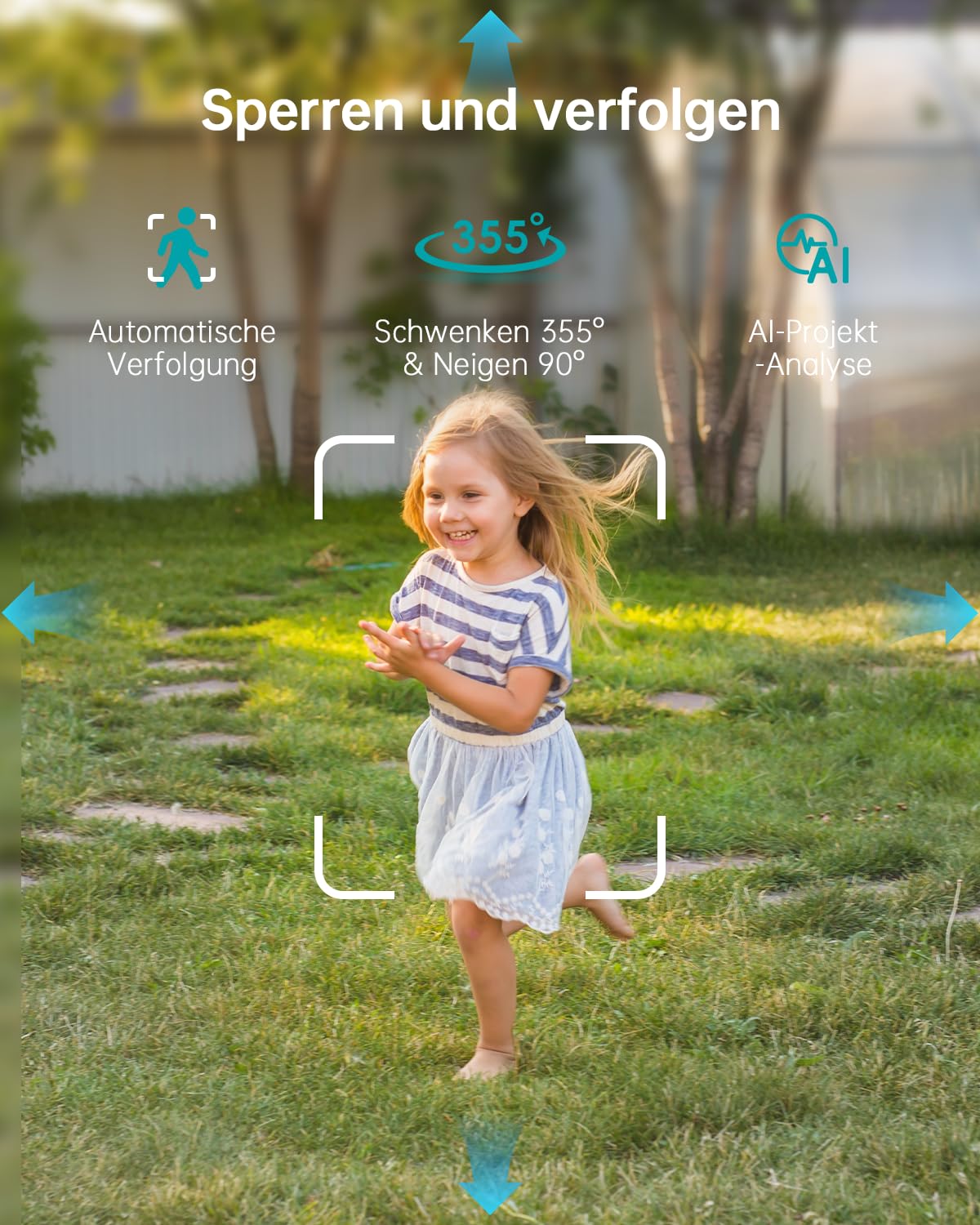 Überwachungskamera Aussen 5G/2,4GHz WLAN Kamera Überwachung aussen Kabelgebunden, 355°/90° PTZ, 24/7 Aufnahme,Nachtsicht,Cloud-Speicher,KI-Erkennung