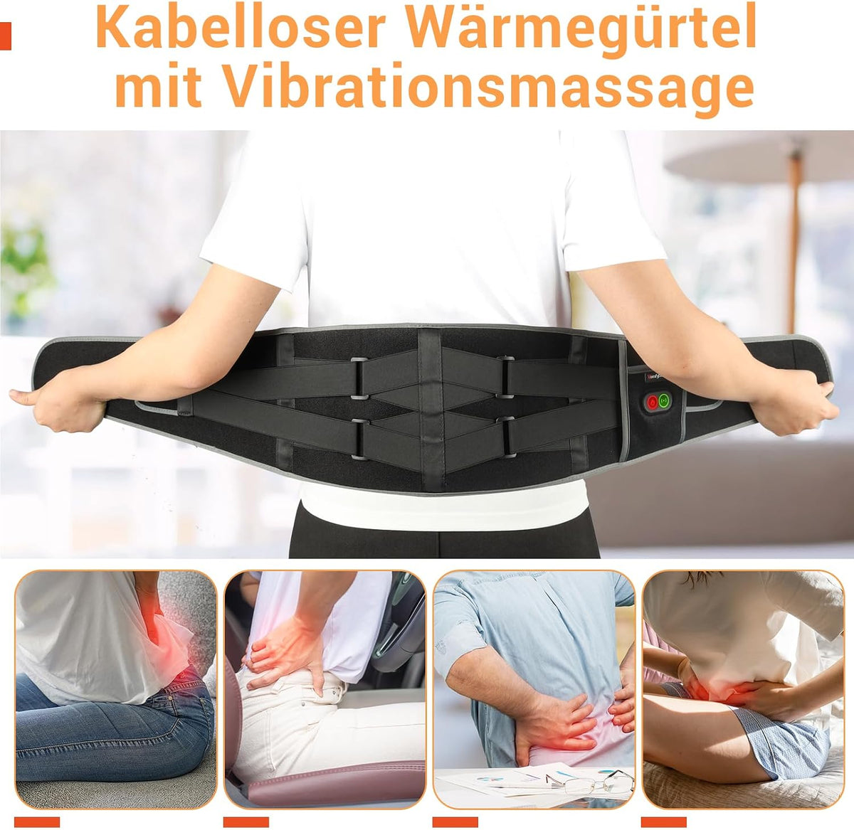 Wärmegürtel für Rücken mit Akku Rückenmassagegerät USB Heizgürtel