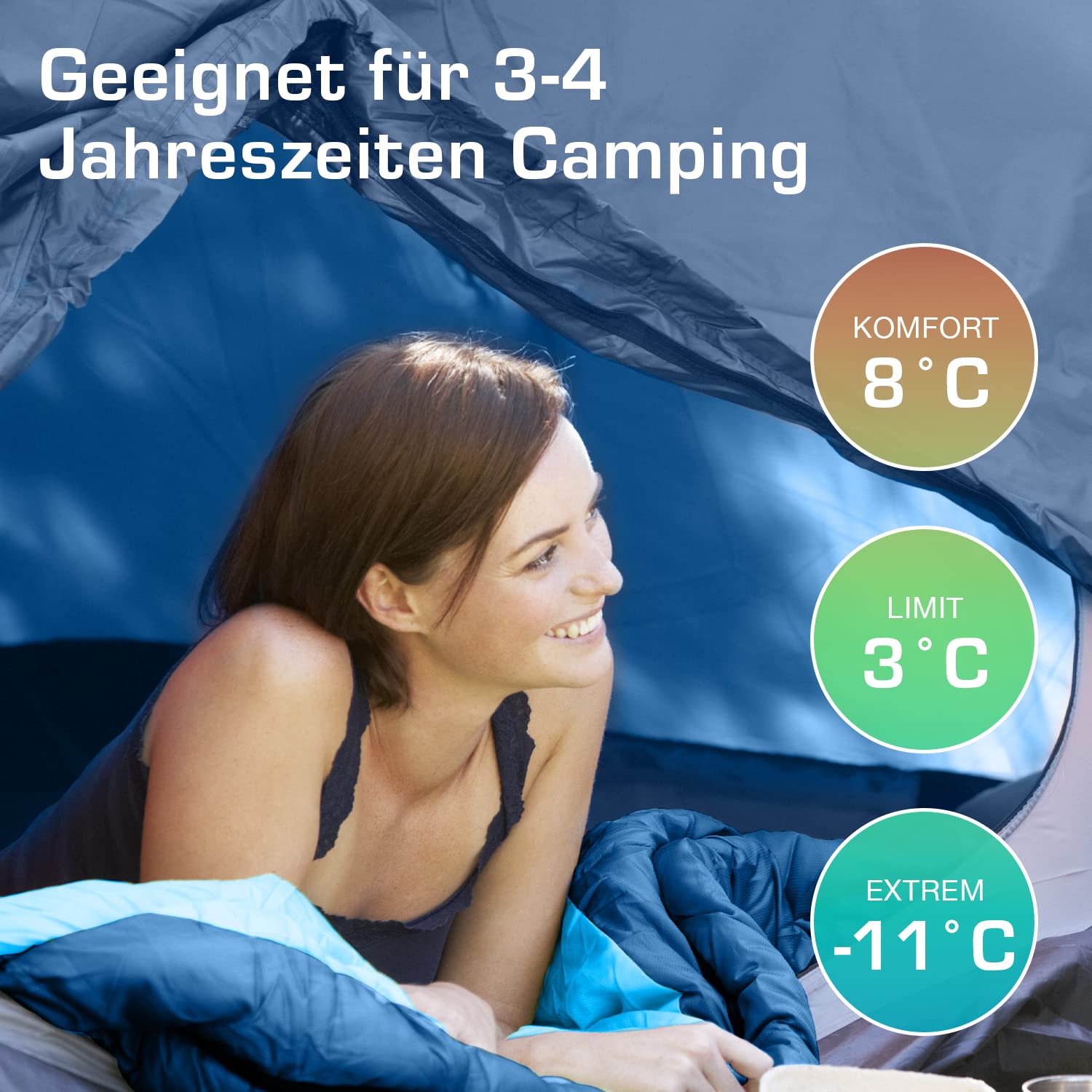 Active Era Premium Mumienschlafsack 250 GSM, Schlafsack Winter & Sommer, 0°C bis 15°C, Indoor und Outdoor Camping, Festivals, Sleeping Bag Wasserabweisend, Ultraleicht, Kleines Packmaß