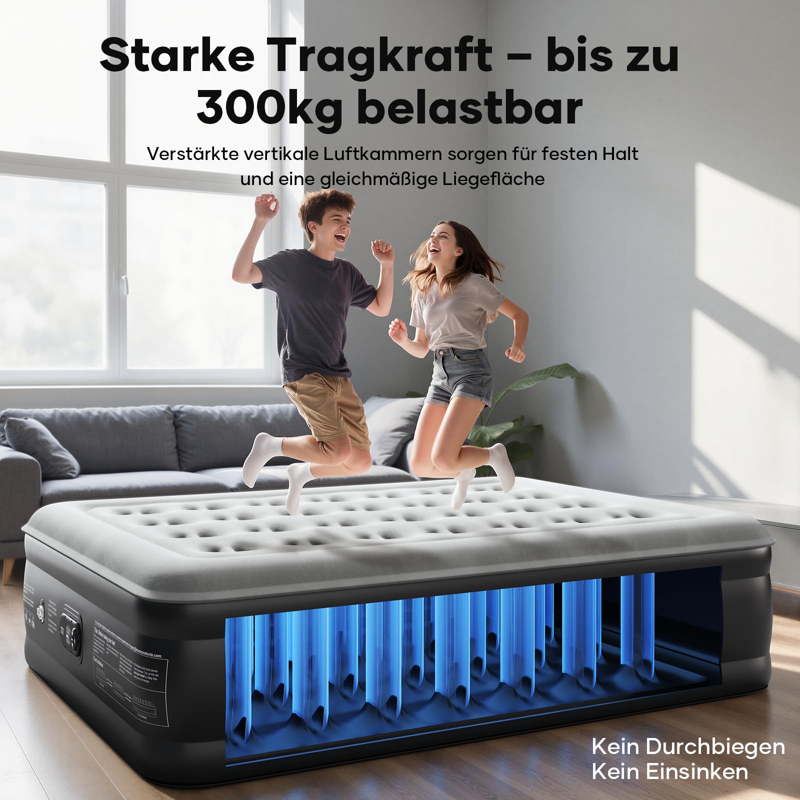 Luftmatratze Selbstaufblasend, Luftbett, Gästebett, aufblasbare Matratzensofa, Luftbett 2 Personen, Selbstaufblasende Luftmatratze für Camping oder Heimgebrauch
